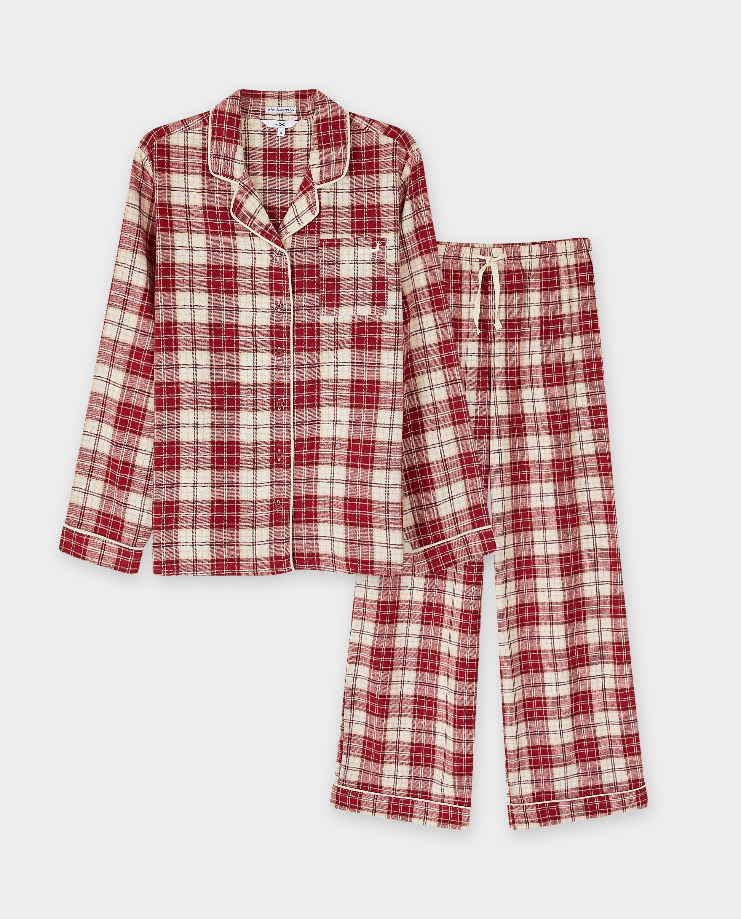 Nachtkleding - Flanellen pyjama met geborduurd rendier, dames, XS-XL