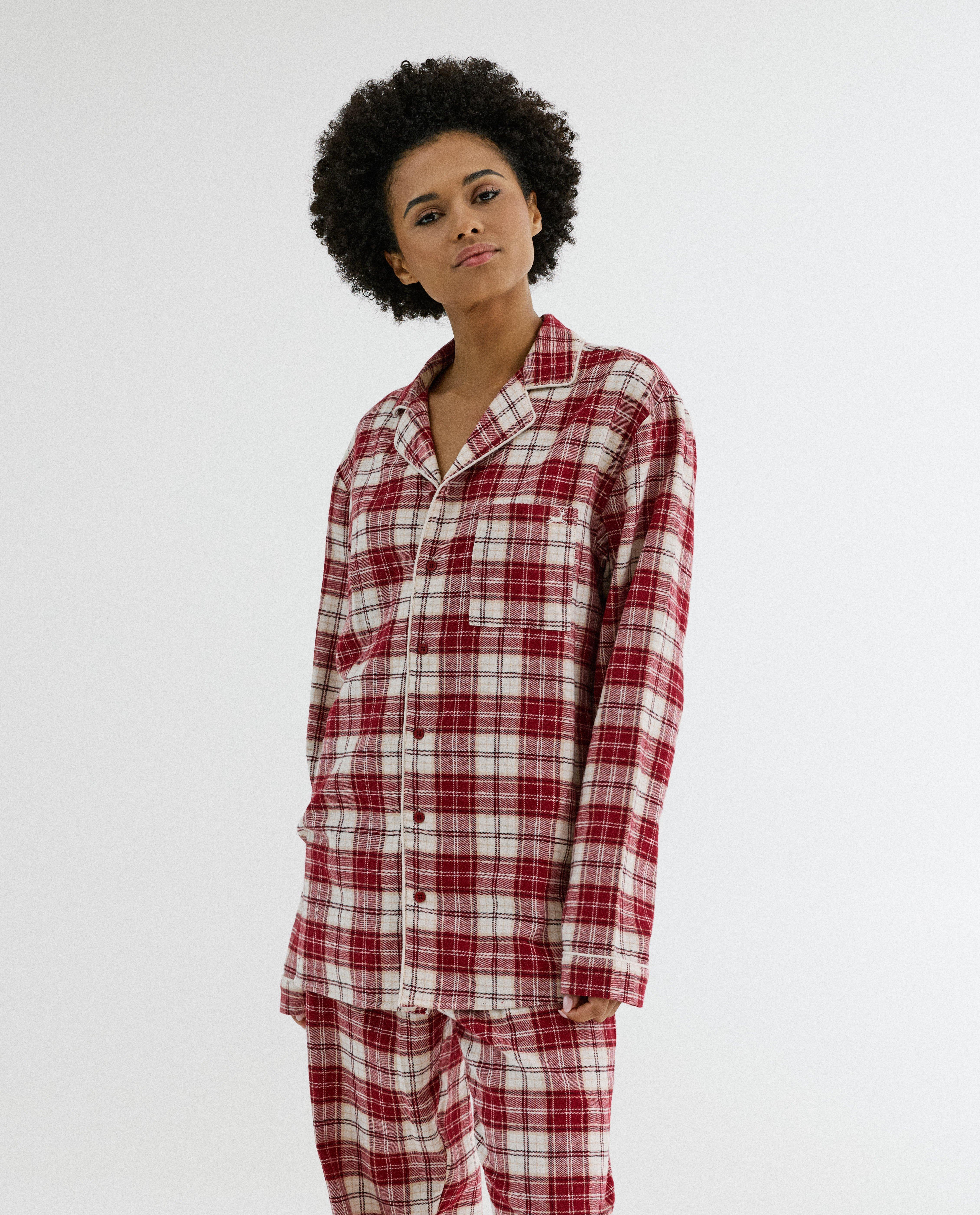 Pyjamas - Pyjama en flanelle avec renne brodé, femme, XS-XL