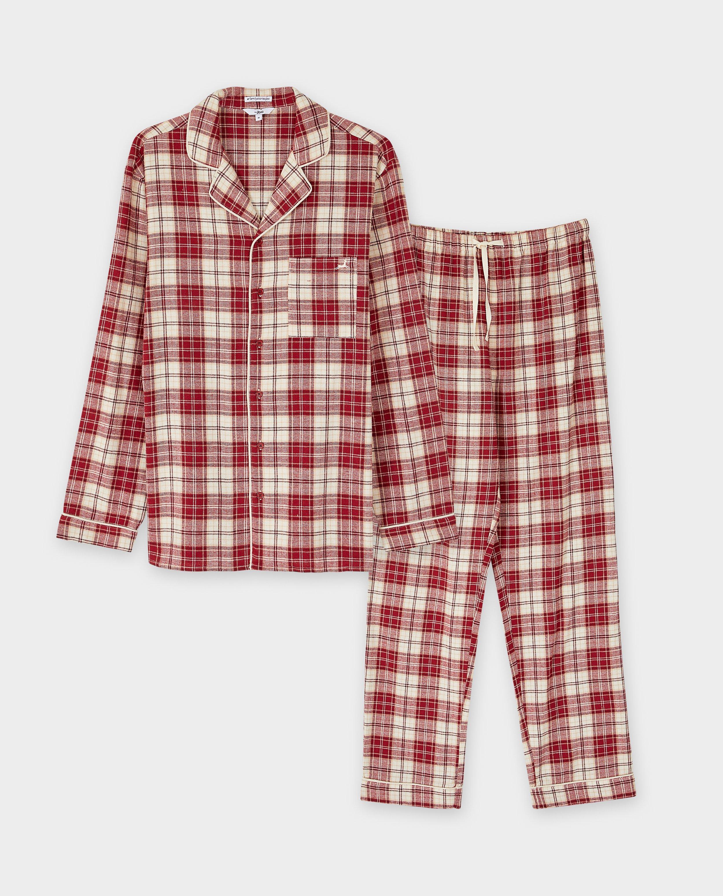 Nachtkleding - Flanellen pyjama met geborduurd rendier, heren, XS-XXL