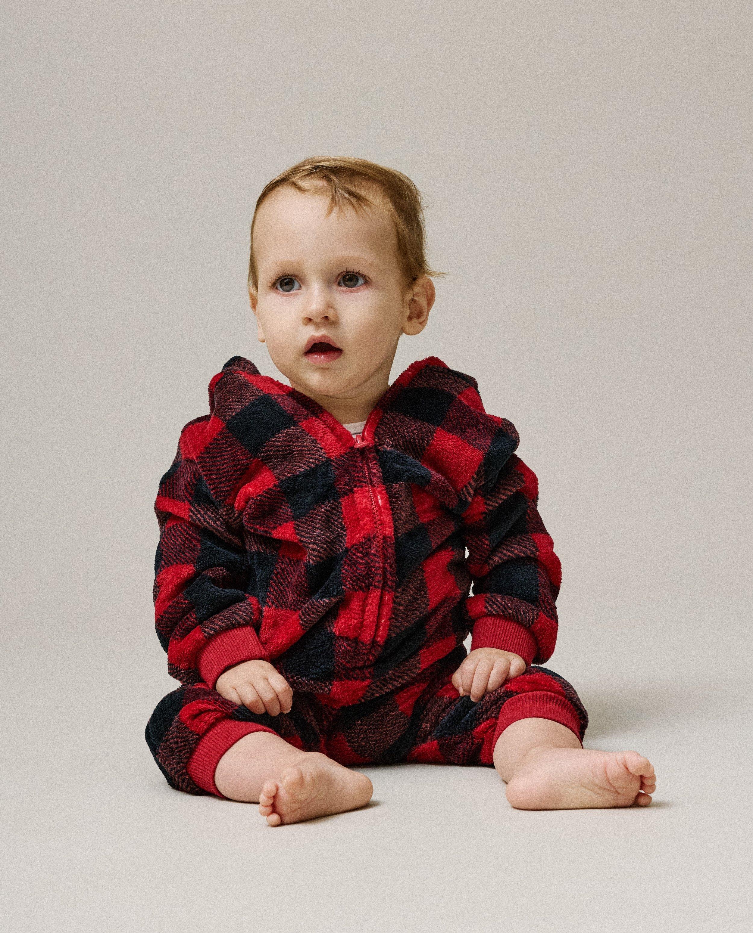 Fleece onesie met ruiten, 68-92