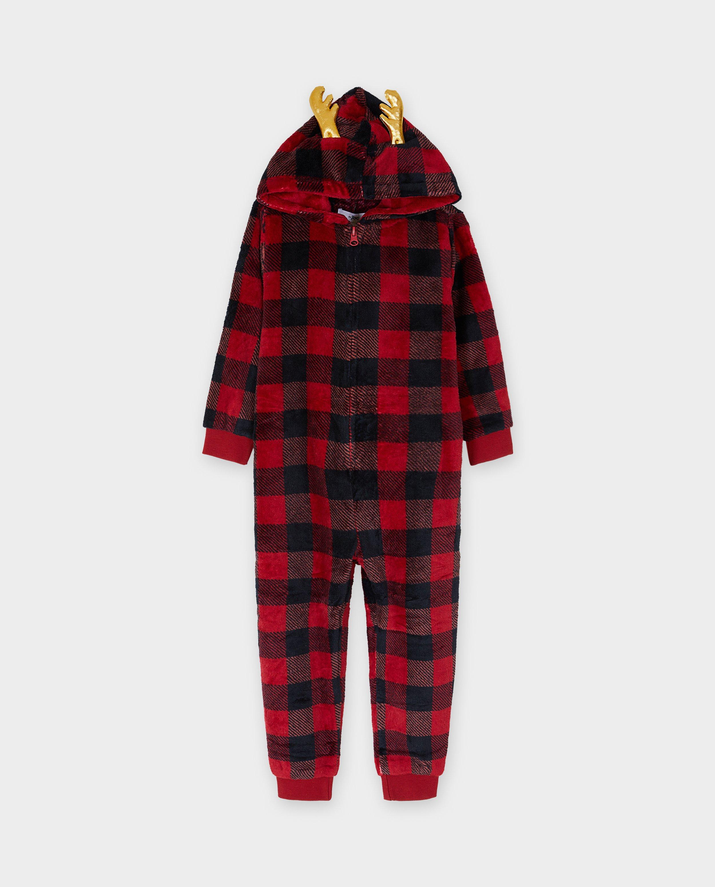 Combinaison en fleece &agrave; carreaux, 98-128 - D&eacute;tails du produit - rouge - image num&eacute;ro 4