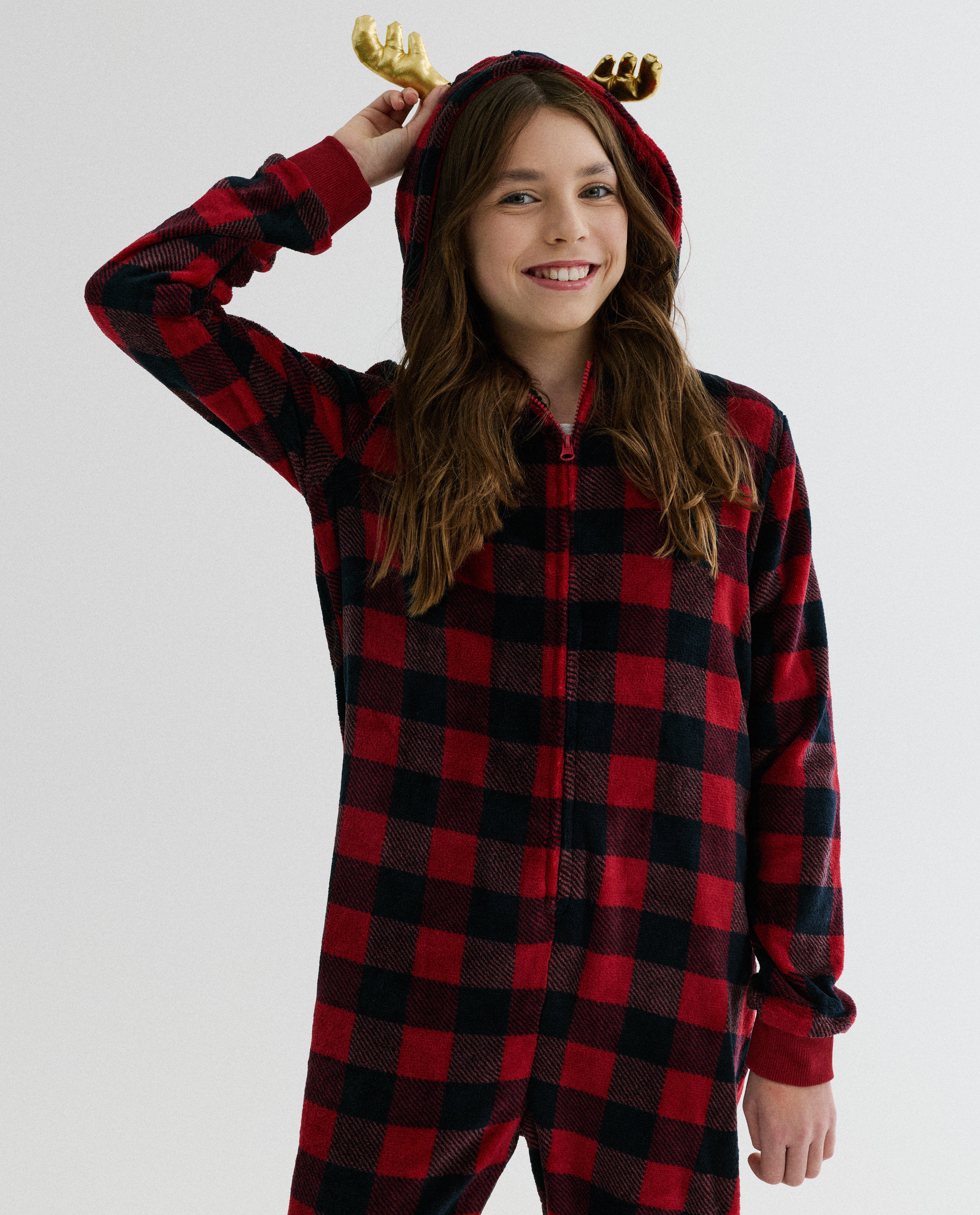 Pyjamas - Combinaison en polaire à carreaux, 134–170