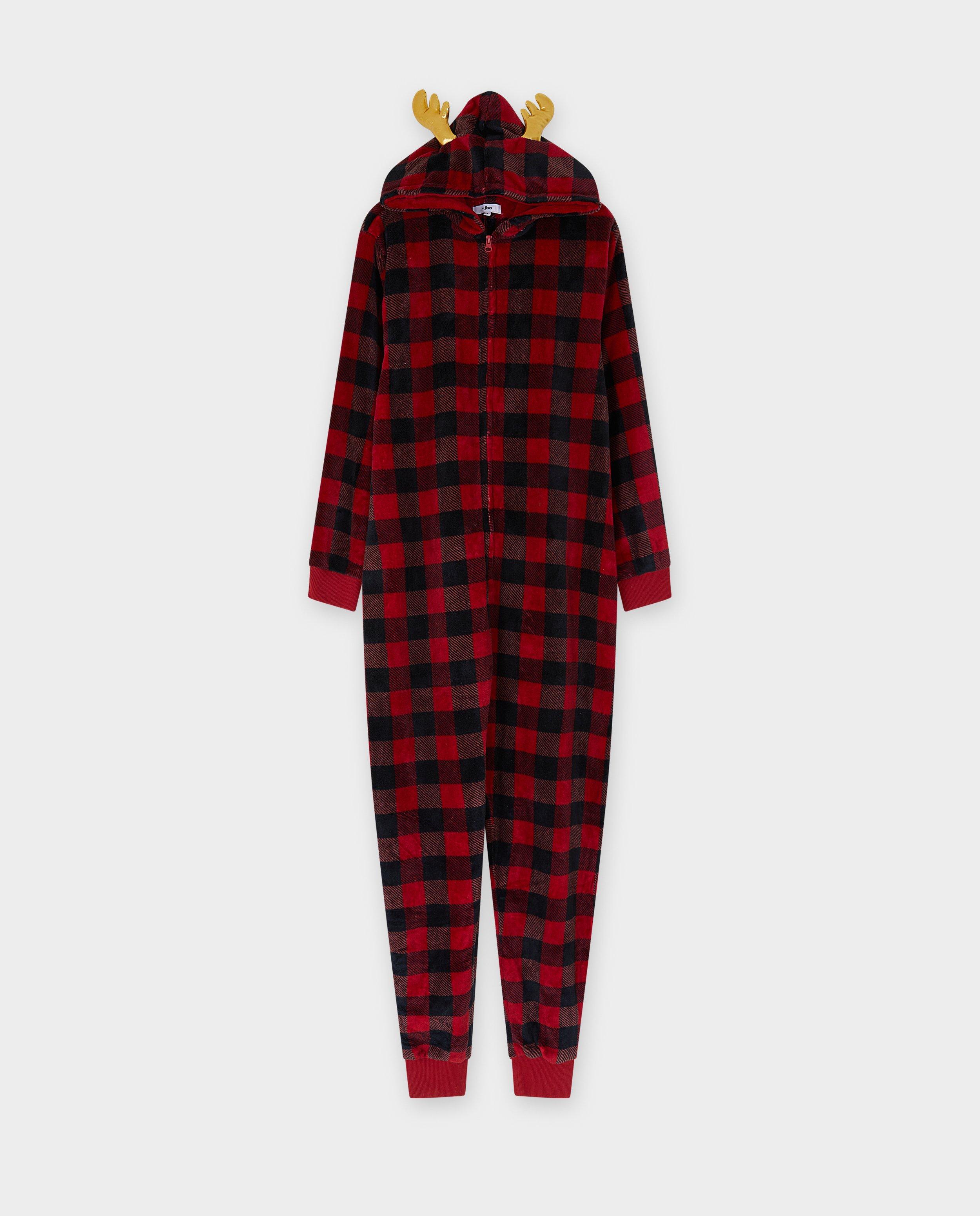 Nachtkleding - Fleece onesie met ruiten, dames, XS-XL