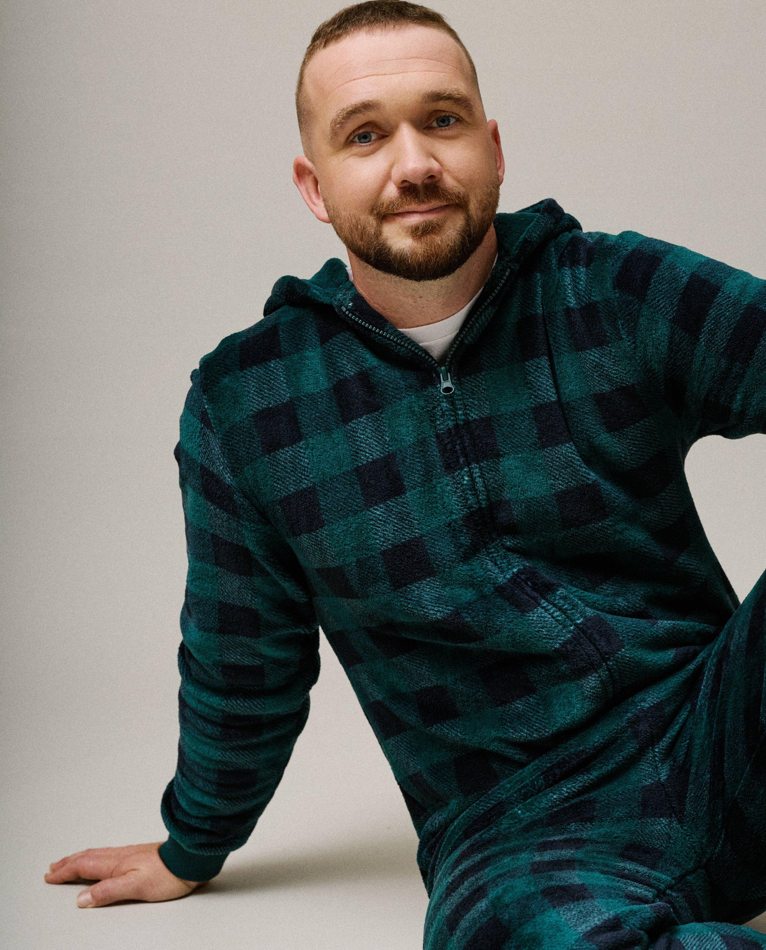 Combinaison en polaire à carreaux, homme, S-XXL