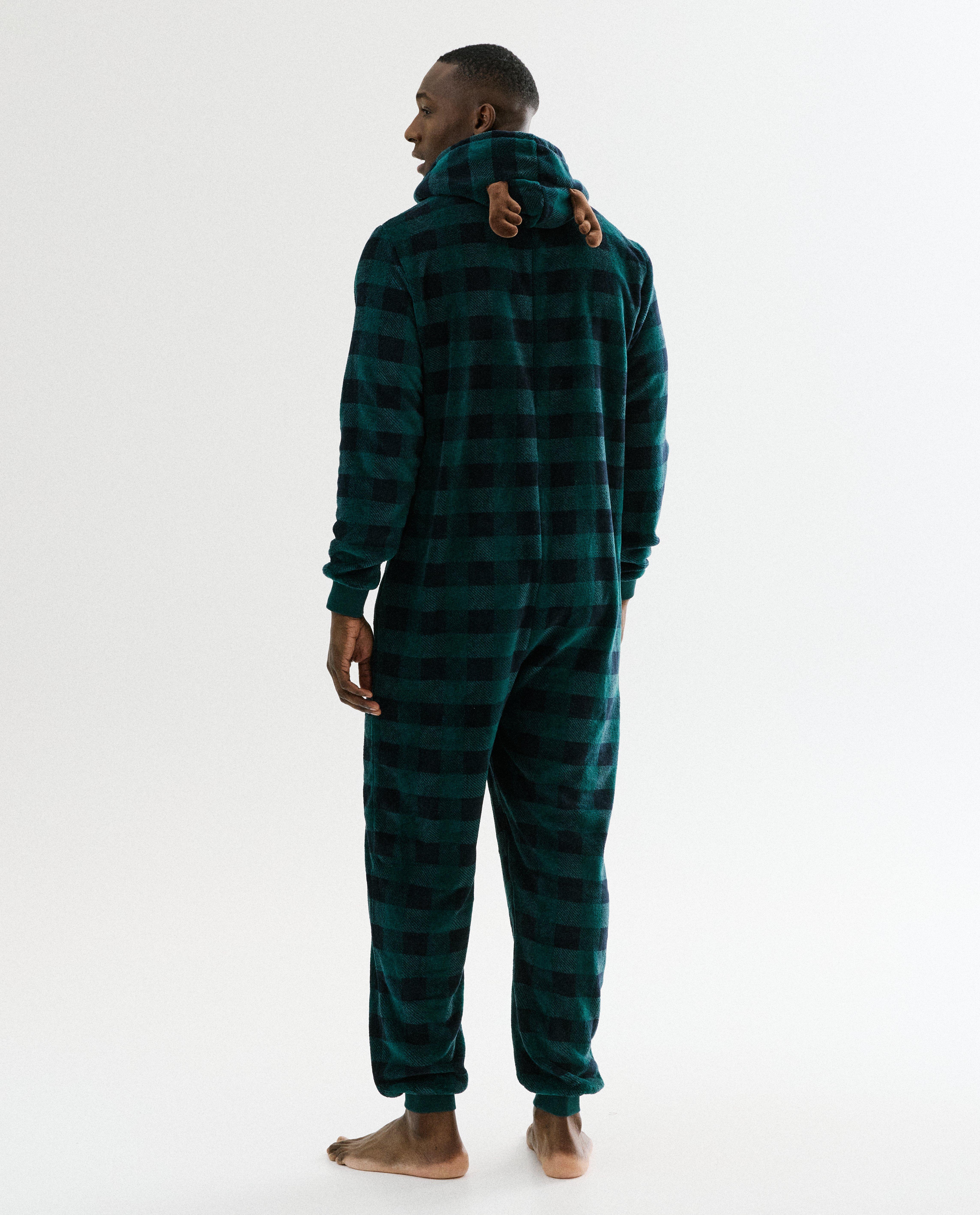 Pyjamas - Combinaison en polaire à carreaux, homme, S-XXL
