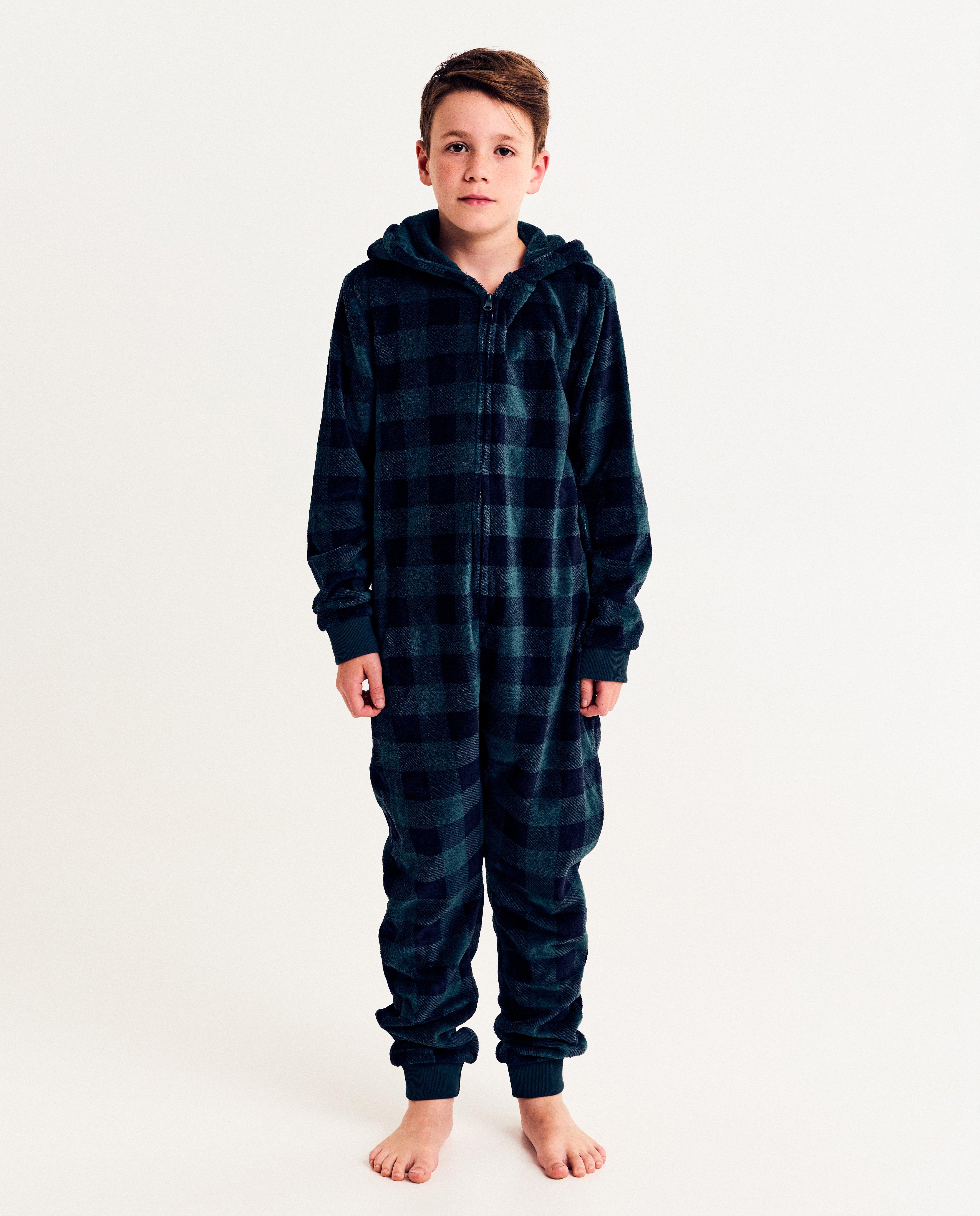 Fleece onesie met ruiten, 134-170
