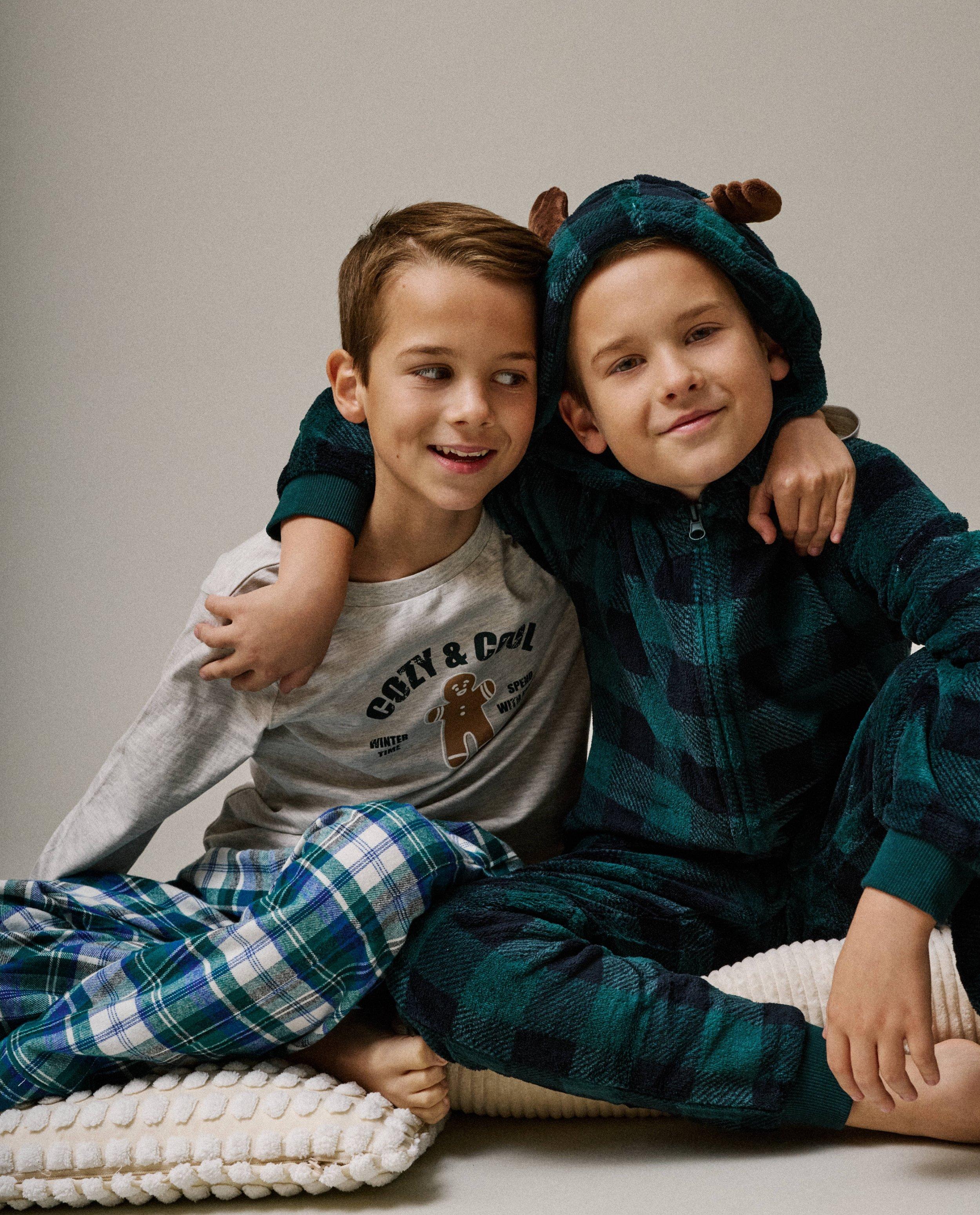 Nachtkleding - Fleece onesie met ruiten, 92-128