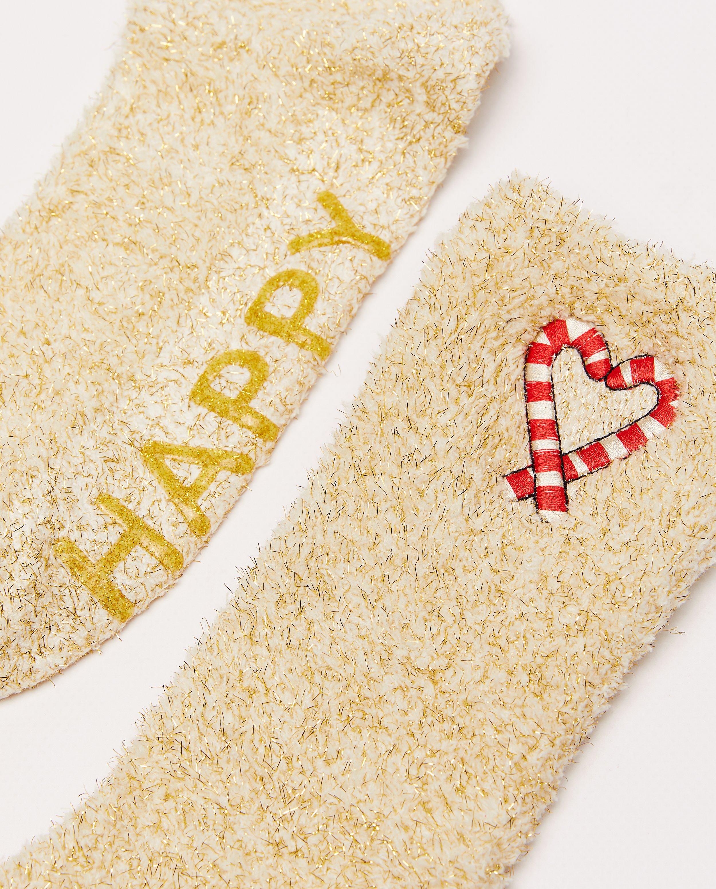 Chaussettes - Chaussettes duveteuses avec cannes en sucre brodées, 39–42