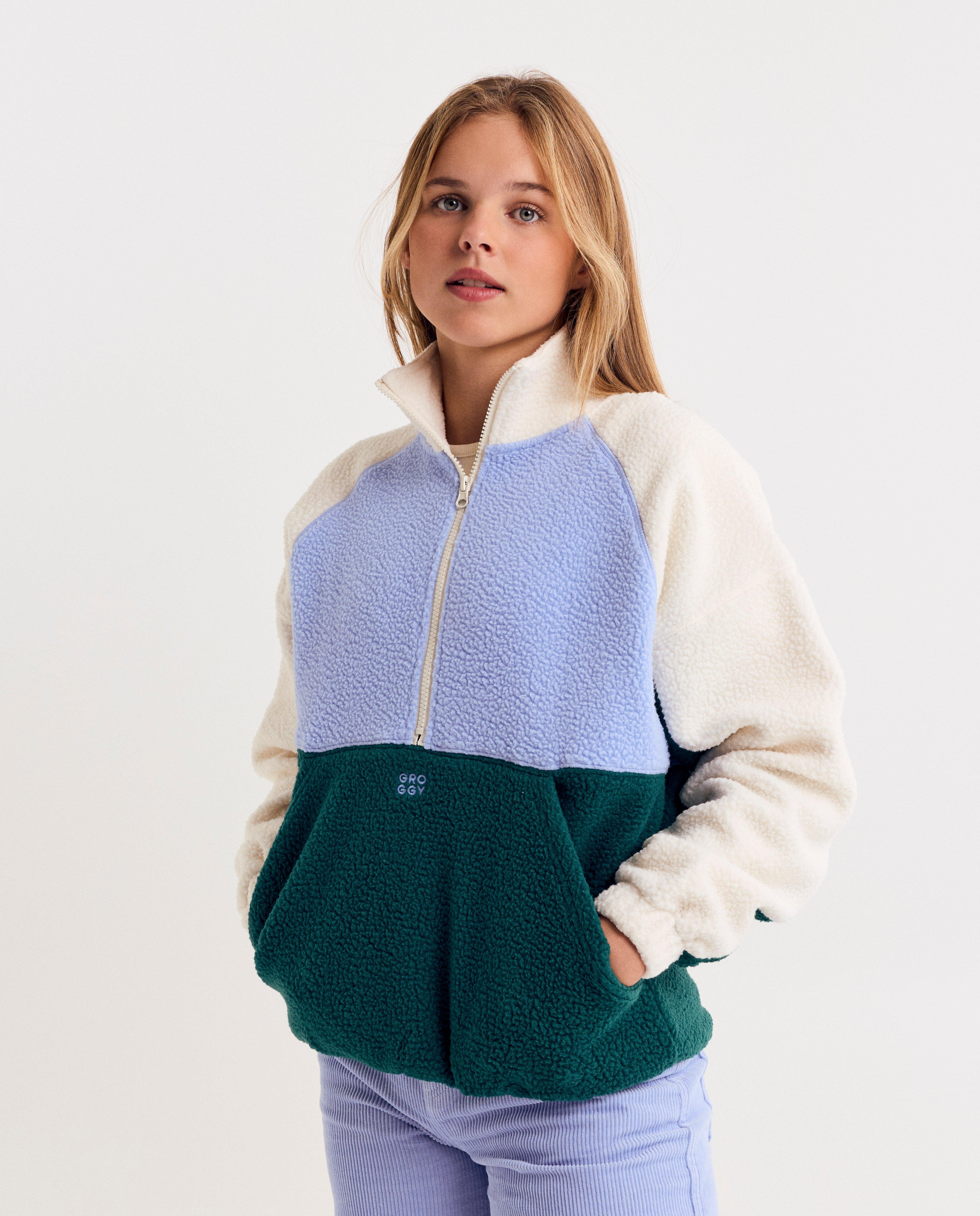 Teddy sweater met color block - Product Detail - khaki - afbeelding nummer 1