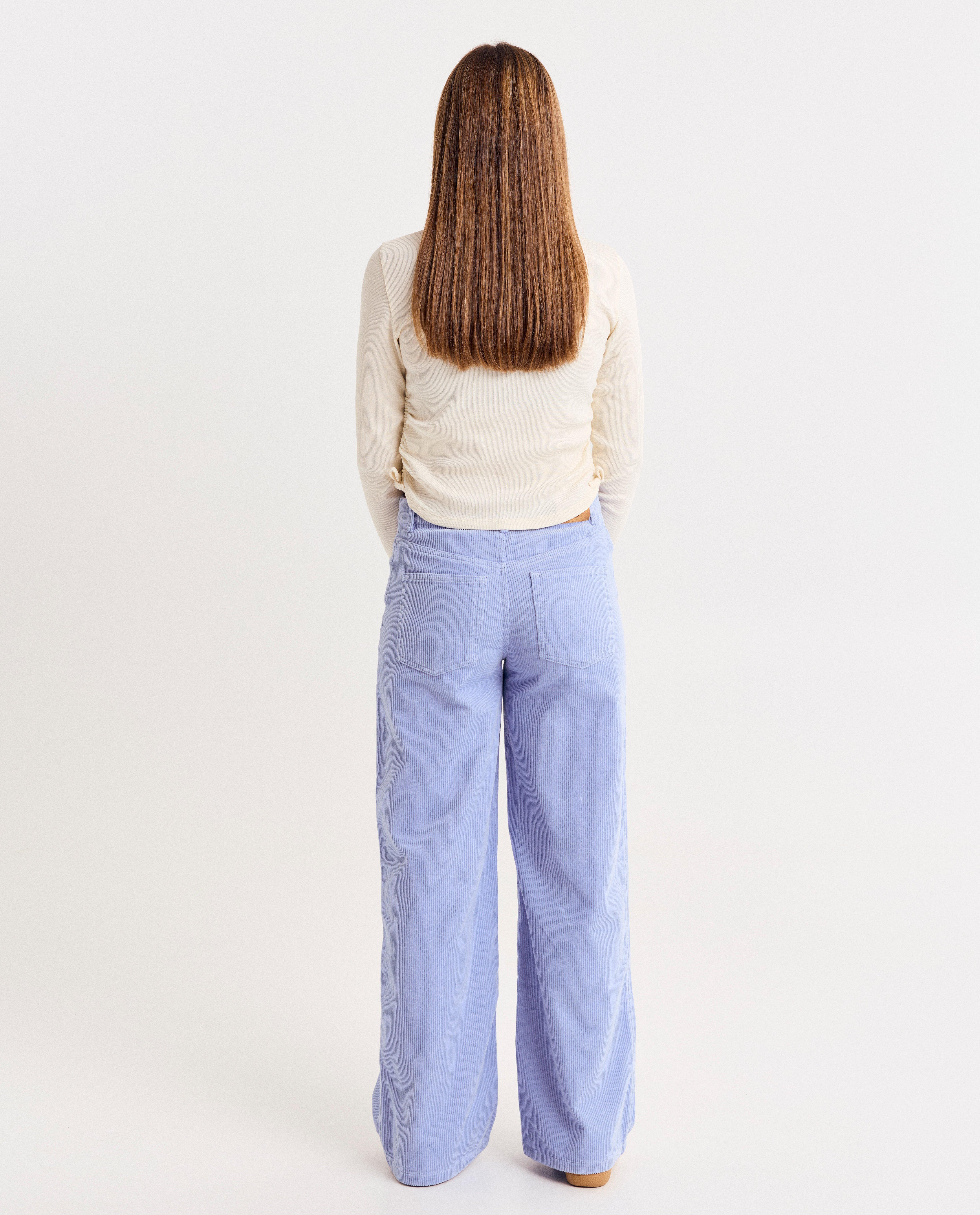 Pantalon en velours c&ocirc;tel&eacute;, wide fit - D&eacute;tails du produit - bleu clair - image num&eacute;ro 2