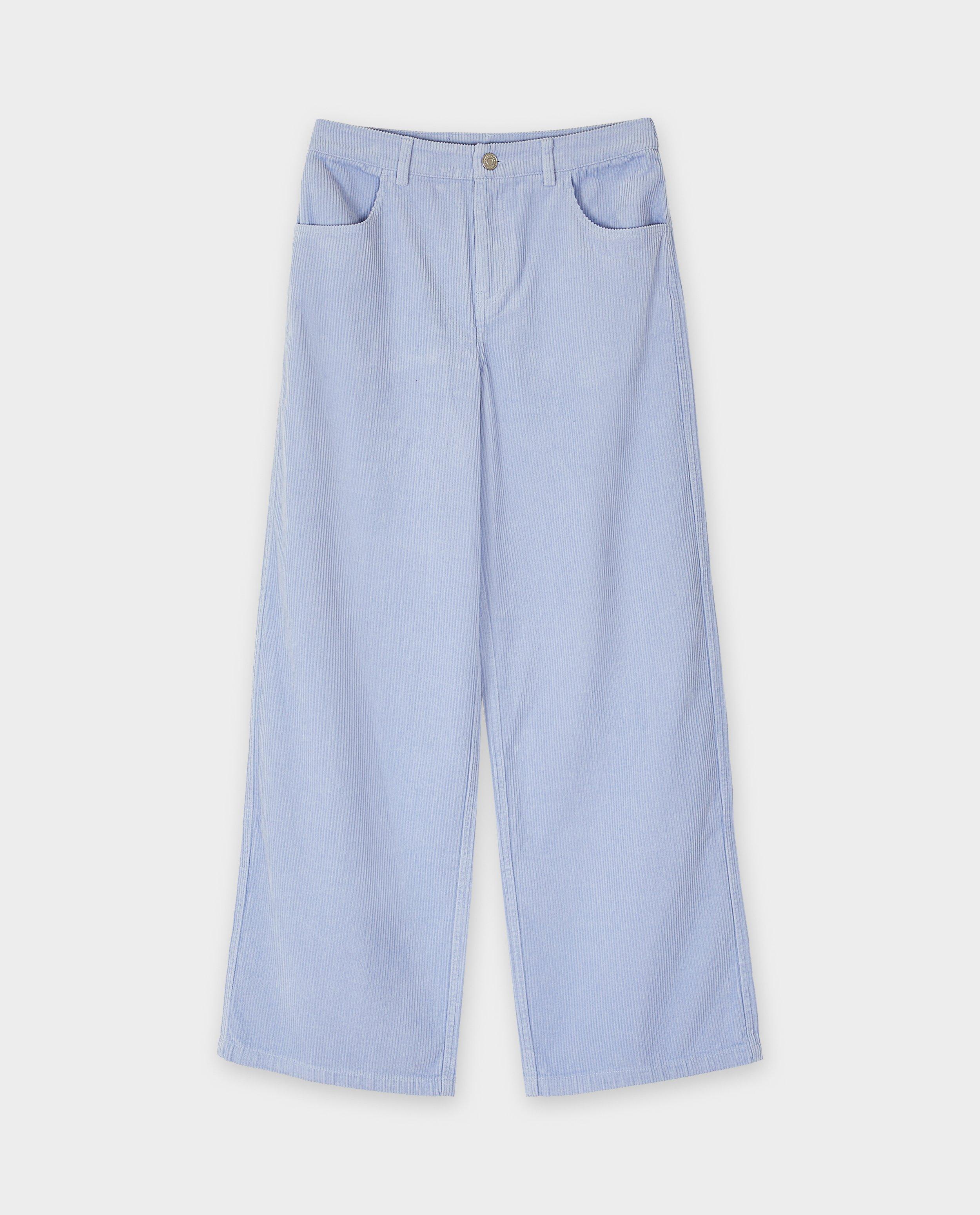 Pantalon en velours c&ocirc;tel&eacute;, wide fit - D&eacute;tails du produit - bleu clair - image num&eacute;ro 4