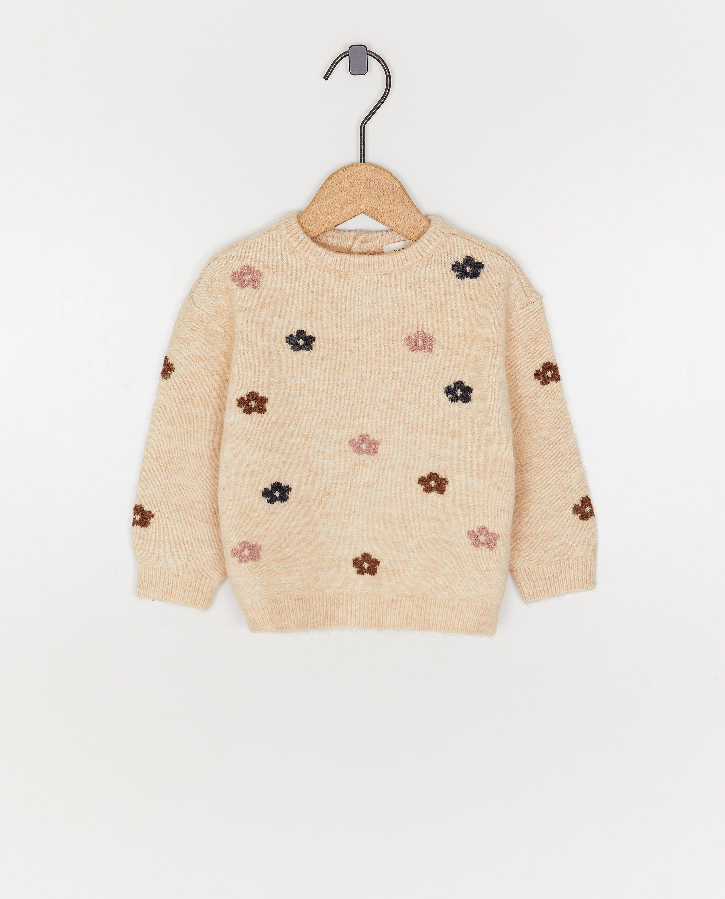 Trui met geborduurde bloemen, loose fit