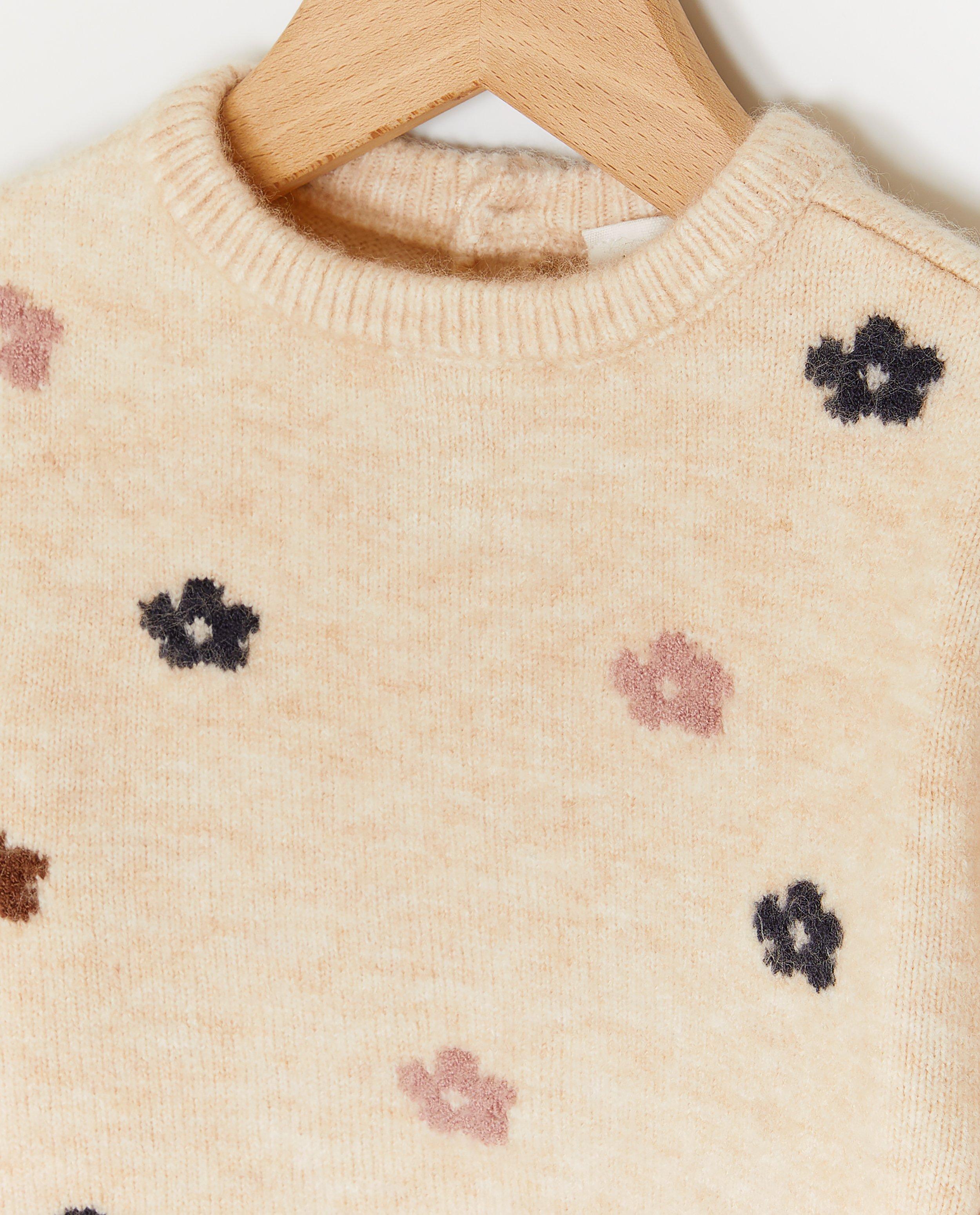 Truien - Trui met geborduurde bloemen, loose fit