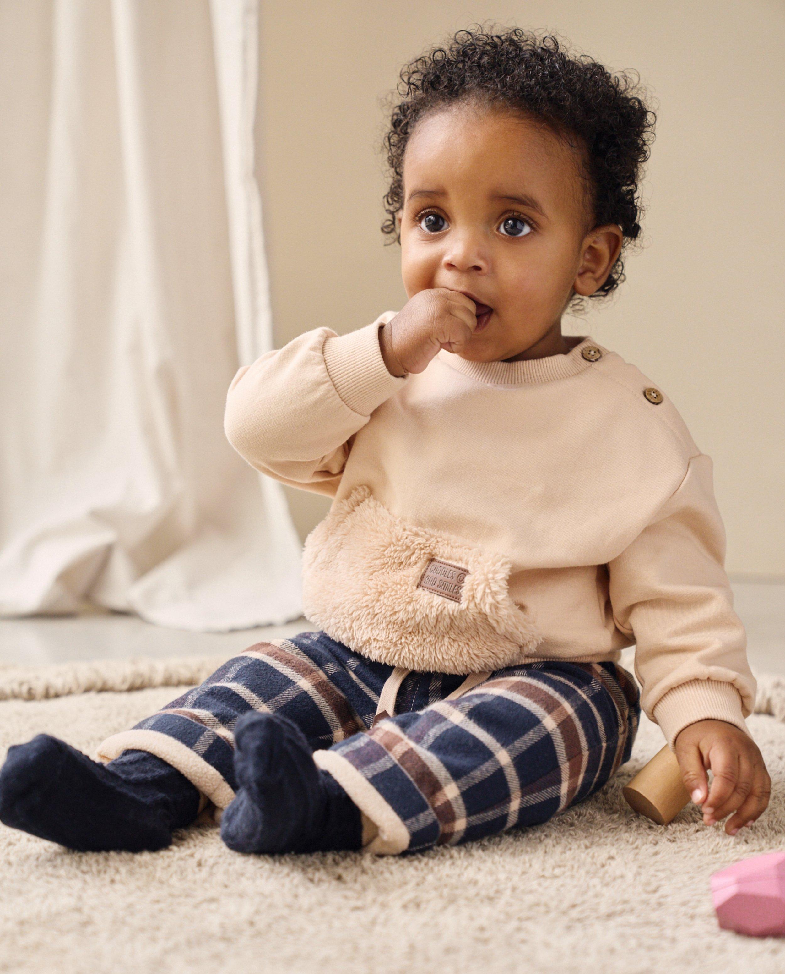 Pantalon en flanelle avec doublure en teddy - Détails du produit - bleu foncé - image numéro 2