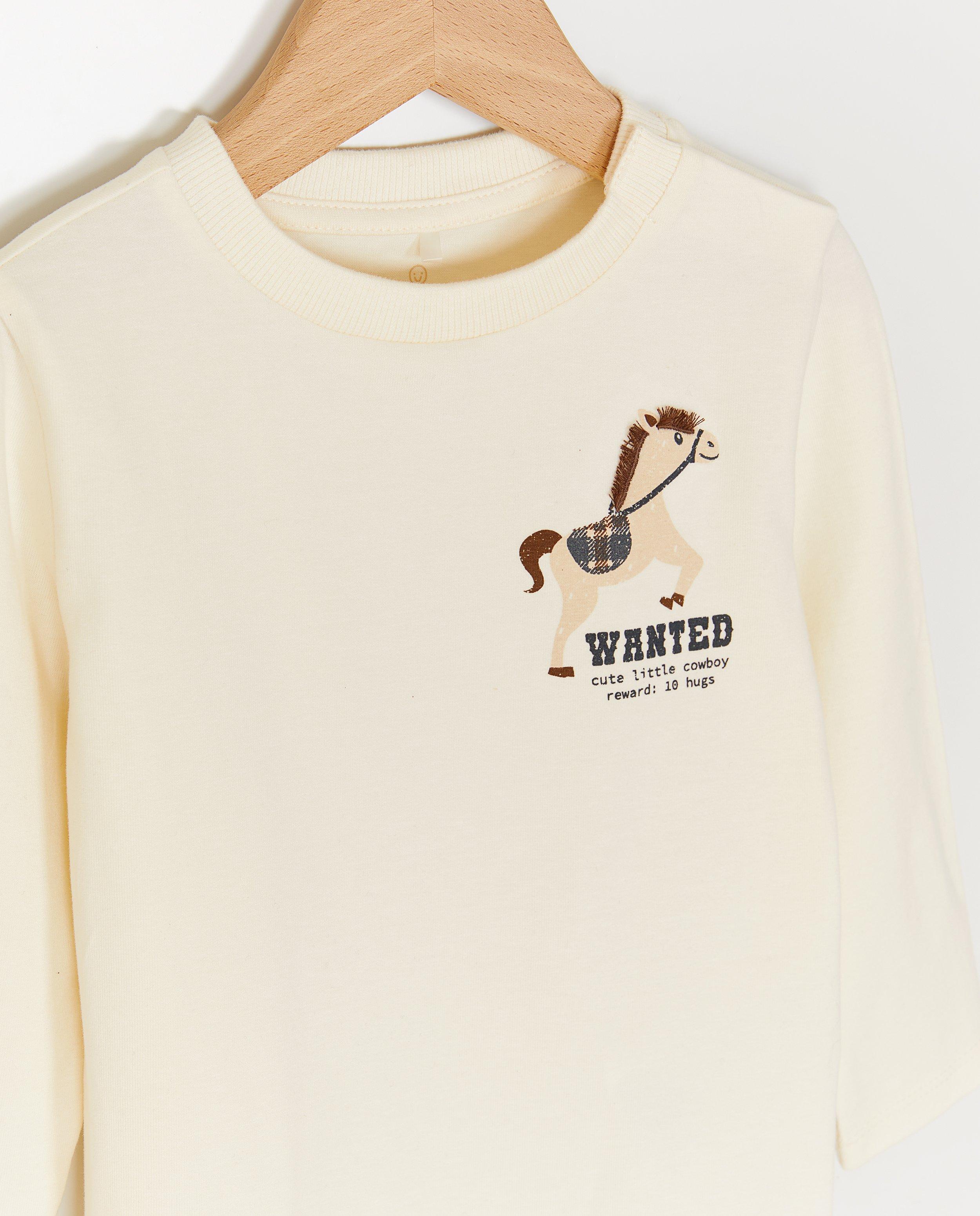 T-shirts - Longsleeve met kleine print paard