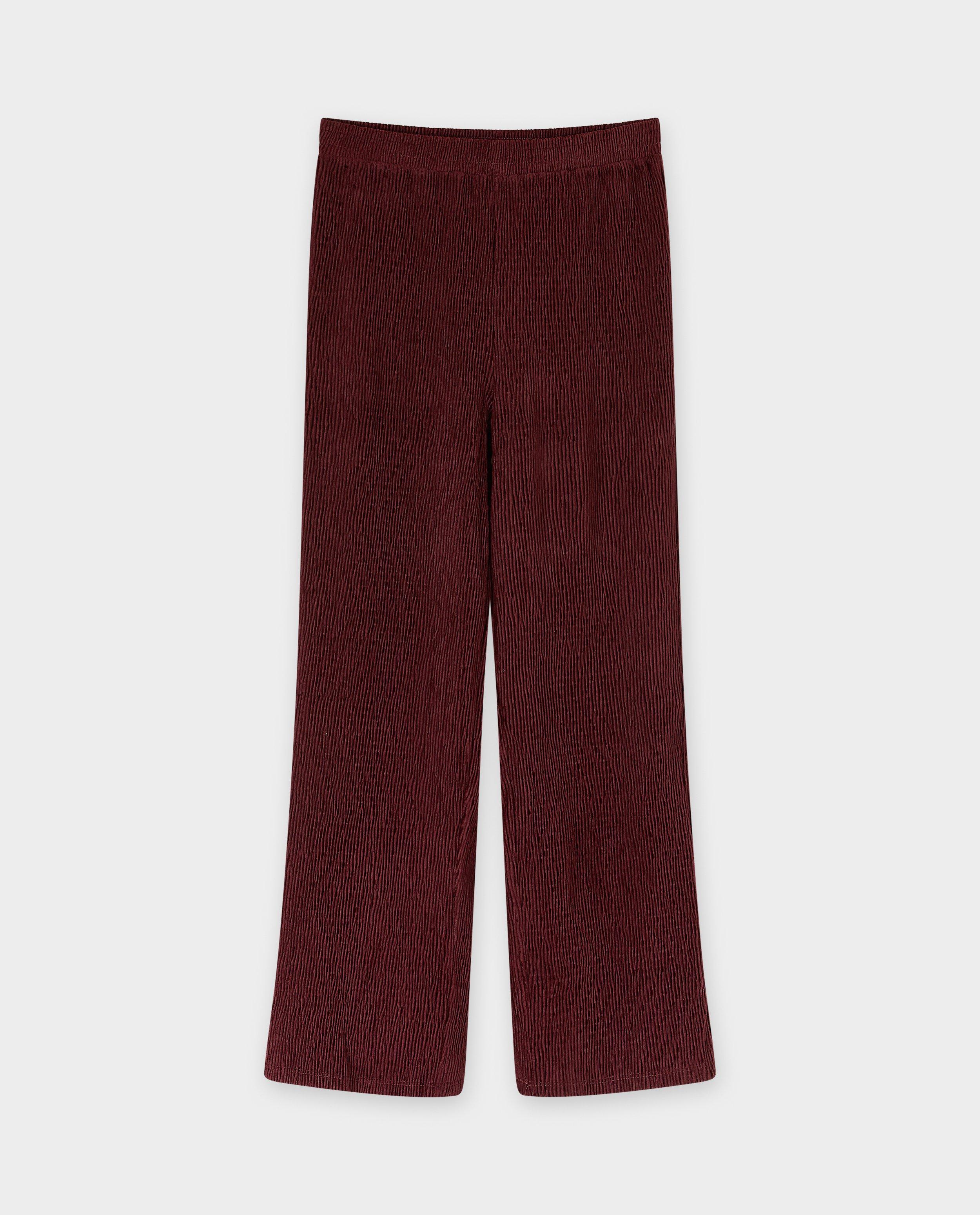 Pantalon bordeaux en velours c&ocirc;tel&eacute; - D&eacute;tails du produit - rouge - image num&eacute;ro 1