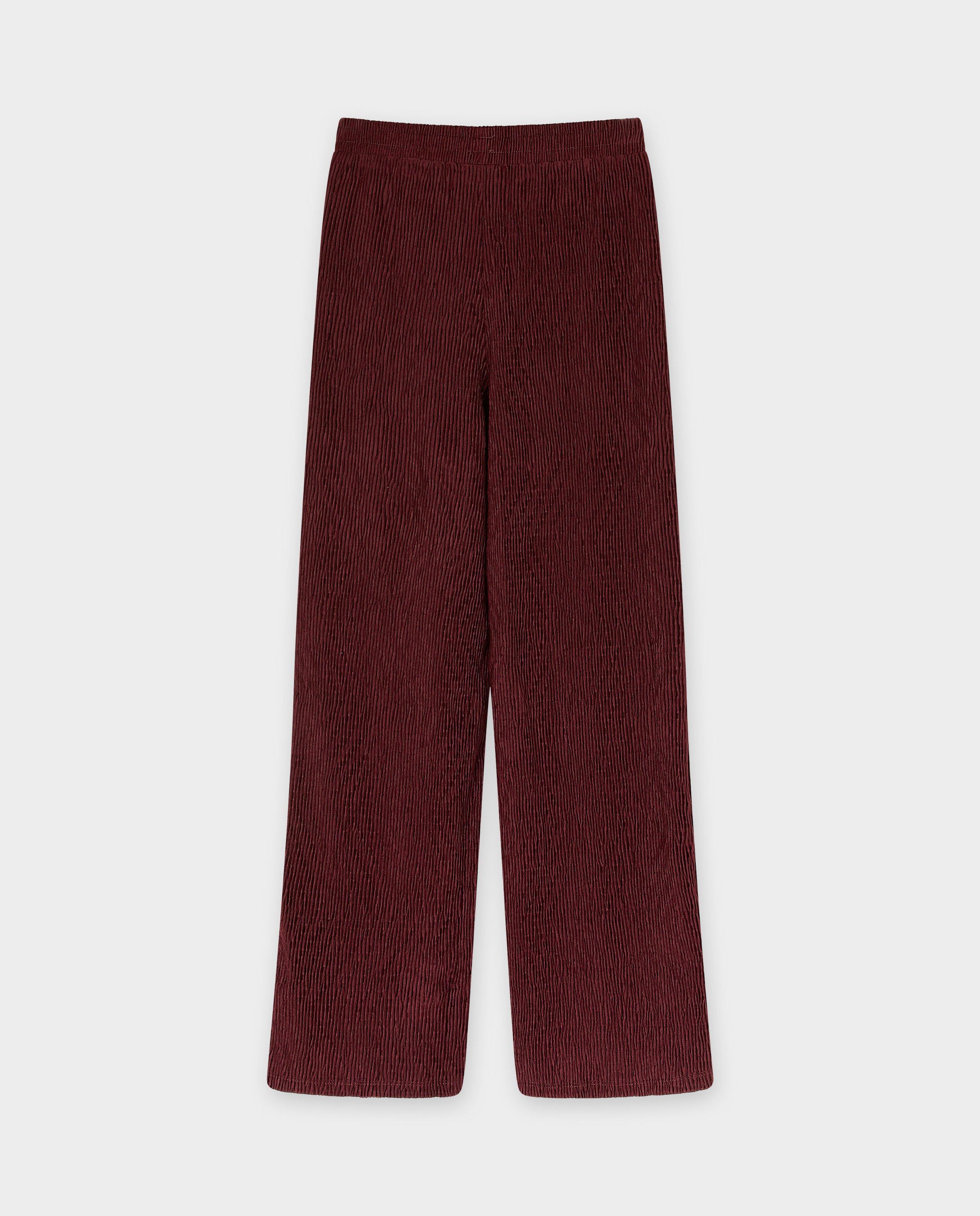 Pantalon bordeaux en velours c&ocirc;tel&eacute; - D&eacute;tails du produit - rouge - image num&eacute;ro 2