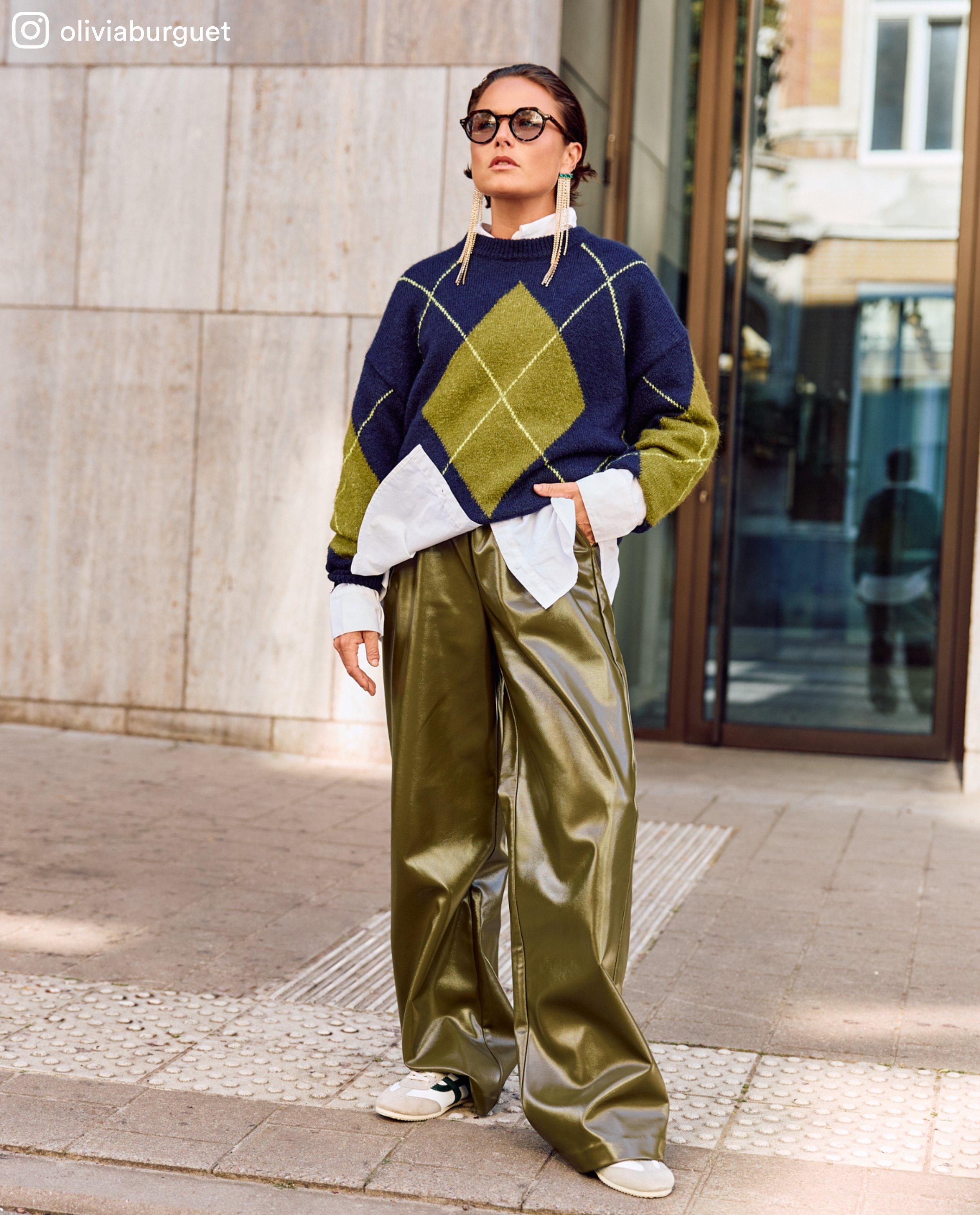 Faux leather broek, straight fit