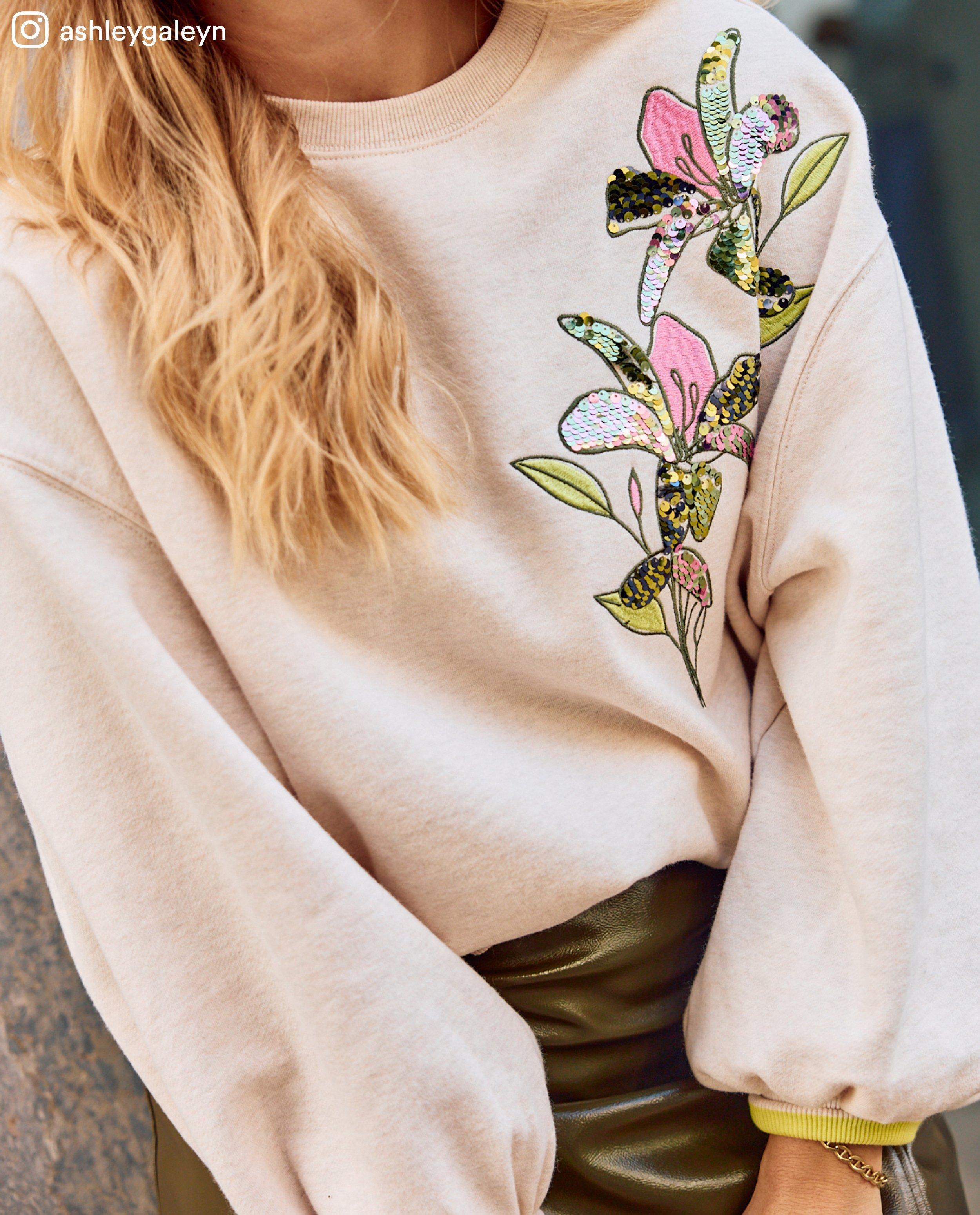 Sweaters - Sweater met geborduurde bloemen