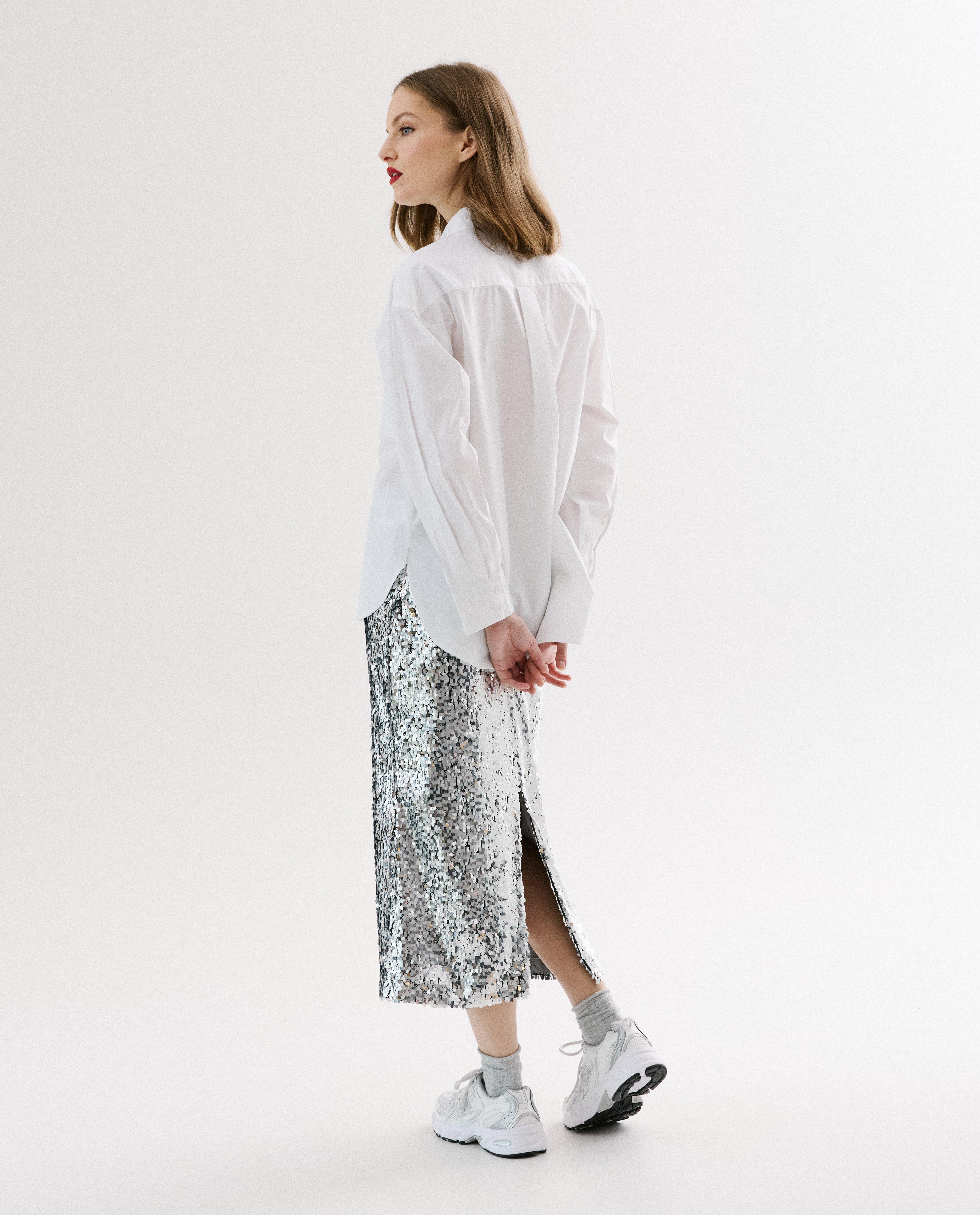 Hemd met pailletten, loose fit - Product Detail - wit - afbeelding nummer 4