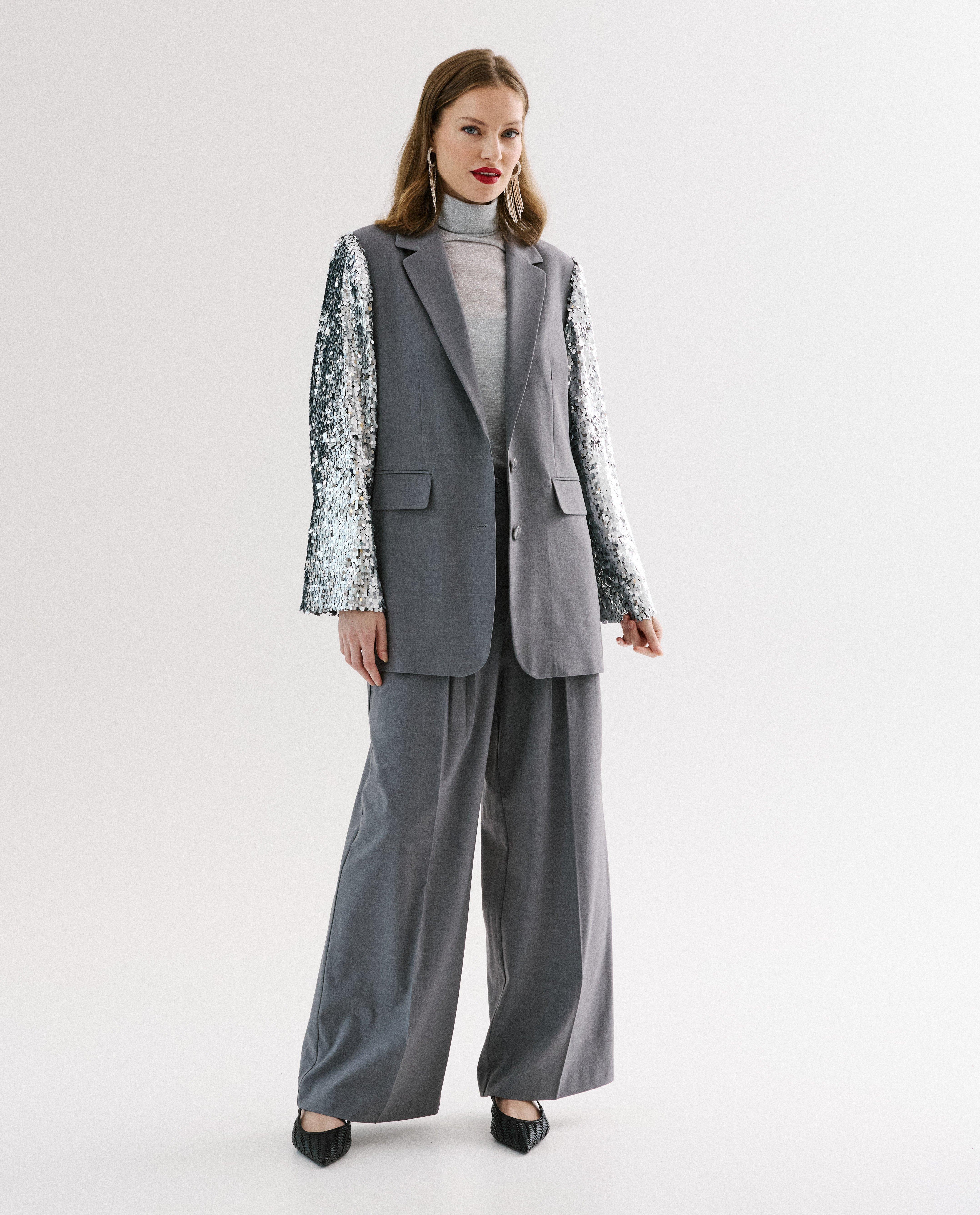 Blazer à paillettes - Détails du produit - gris - image numéro 3