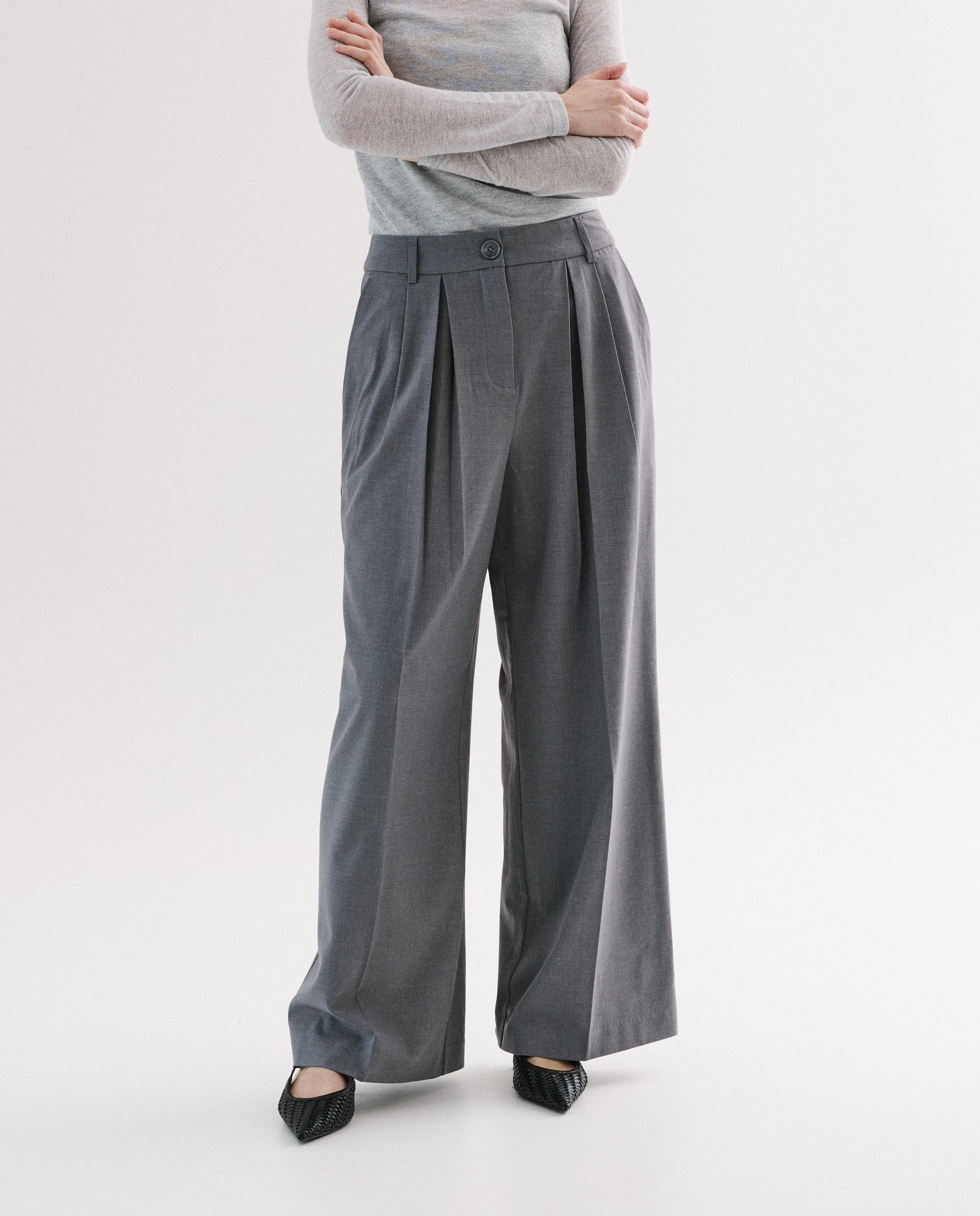Pantalon habillé, wide leg fit - Détails du produit - gris - image numéro 3