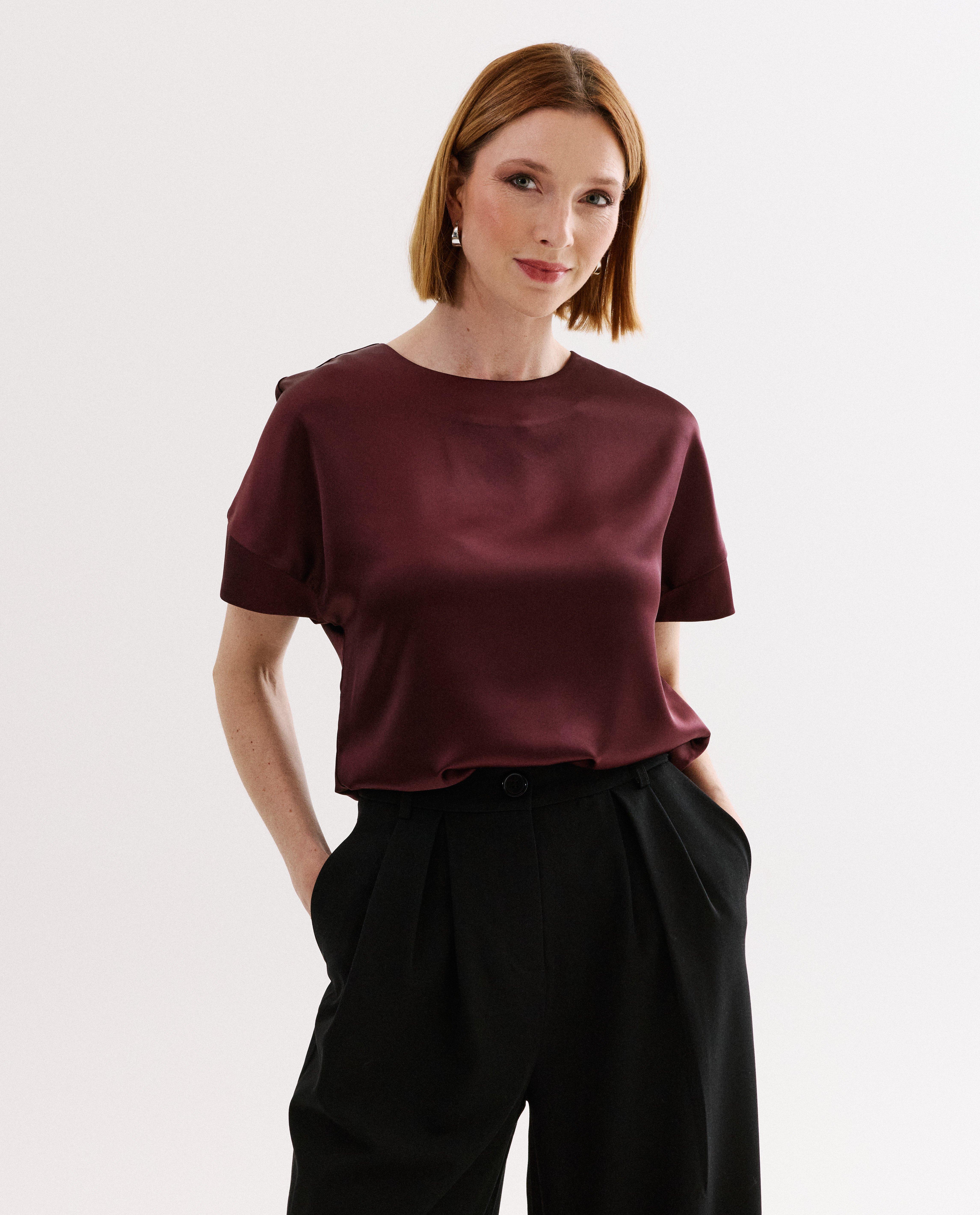 Bordeaux satijnen blouse