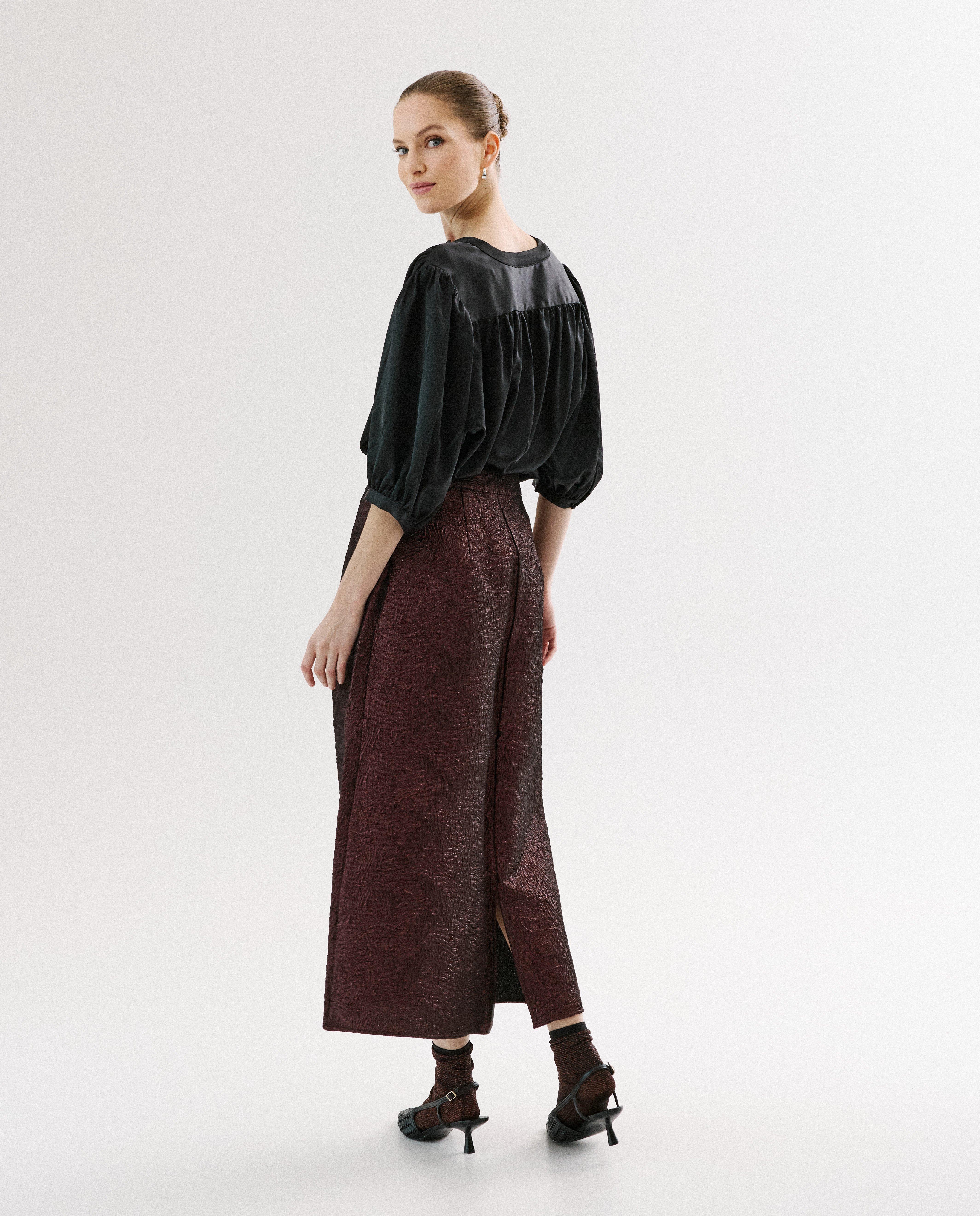 Satijnen blouse met ballonmouwen - Product Detail - zwart - afbeelding nummer 3