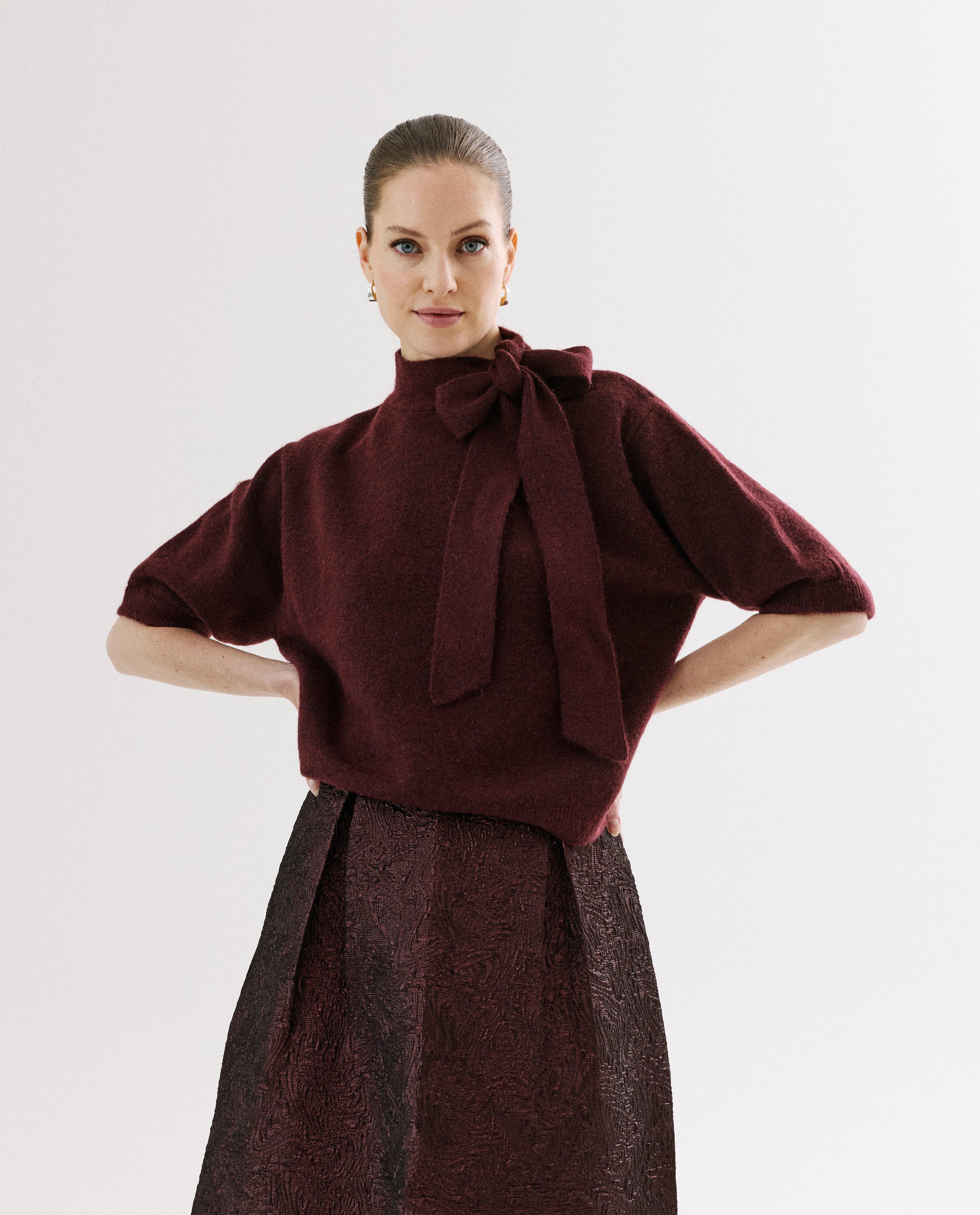 Bordeaux trui met strik - Product Detail - paars - afbeelding nummer 2