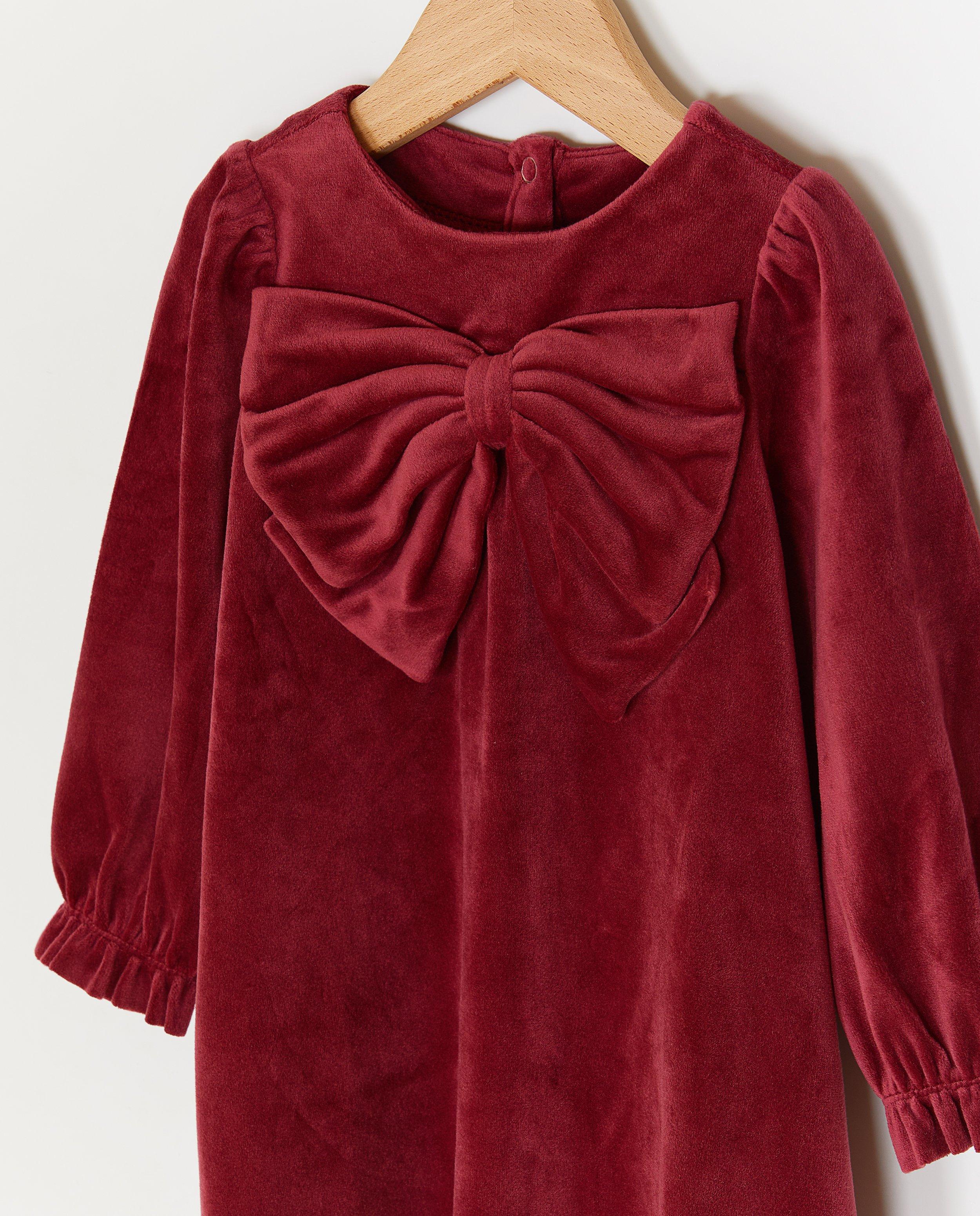 Fluwelen jurk met strik - Product Detail - oudroze - afbeelding nummer 3