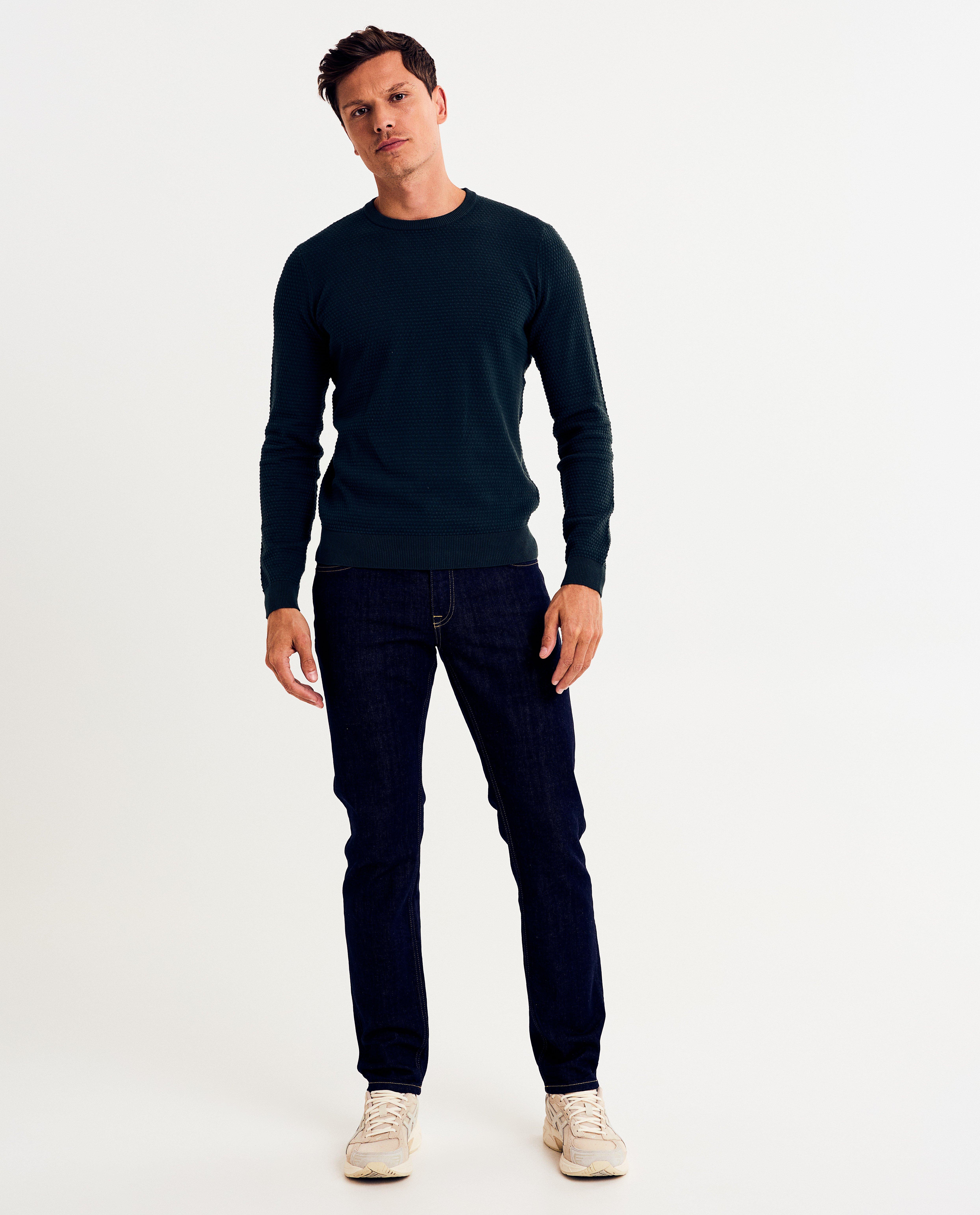 Donkerblauwe jeans van raw denim, slim fit - null - Quarterback