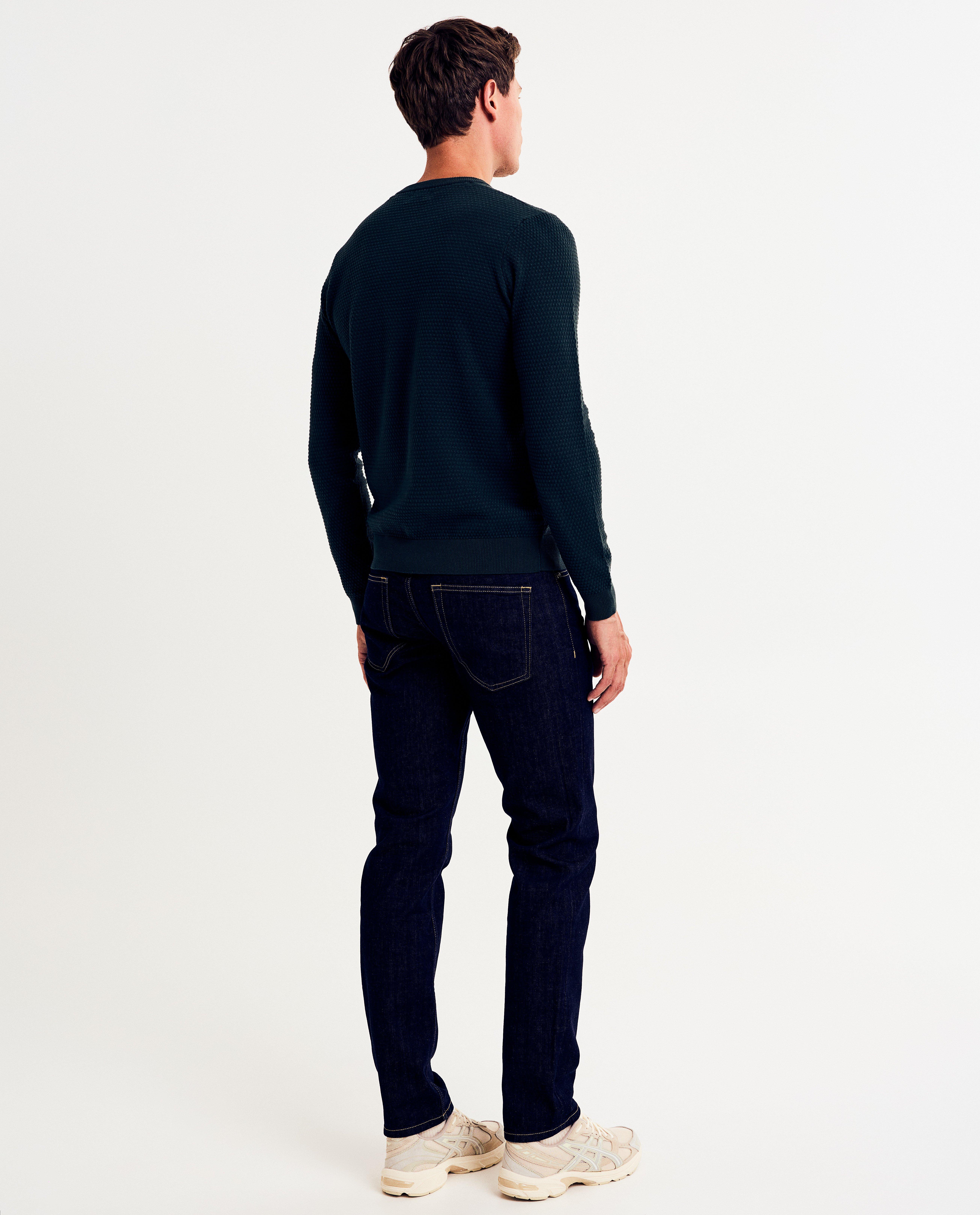 Jeans - Donkerblauwe jeans van raw denim, slim fit