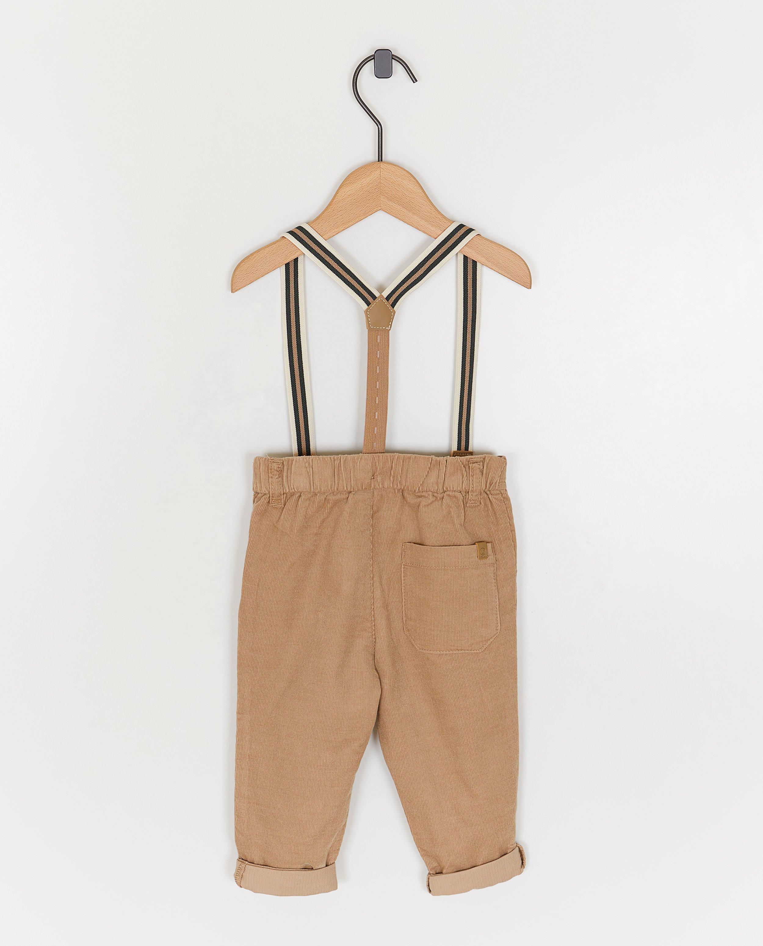 Ribfluwelen broek met afneembare bretellen - Product Detail - beige - afbeelding nummer 3