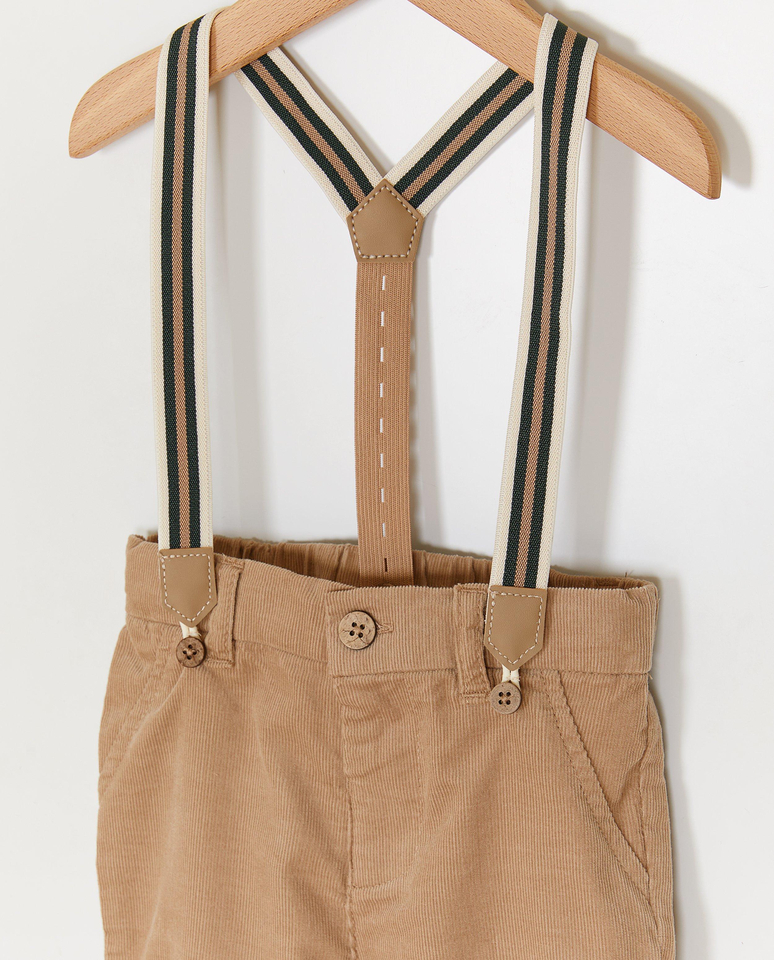 Ribfluwelen broek met afneembare bretellen - Product Detail - beige - afbeelding nummer 4