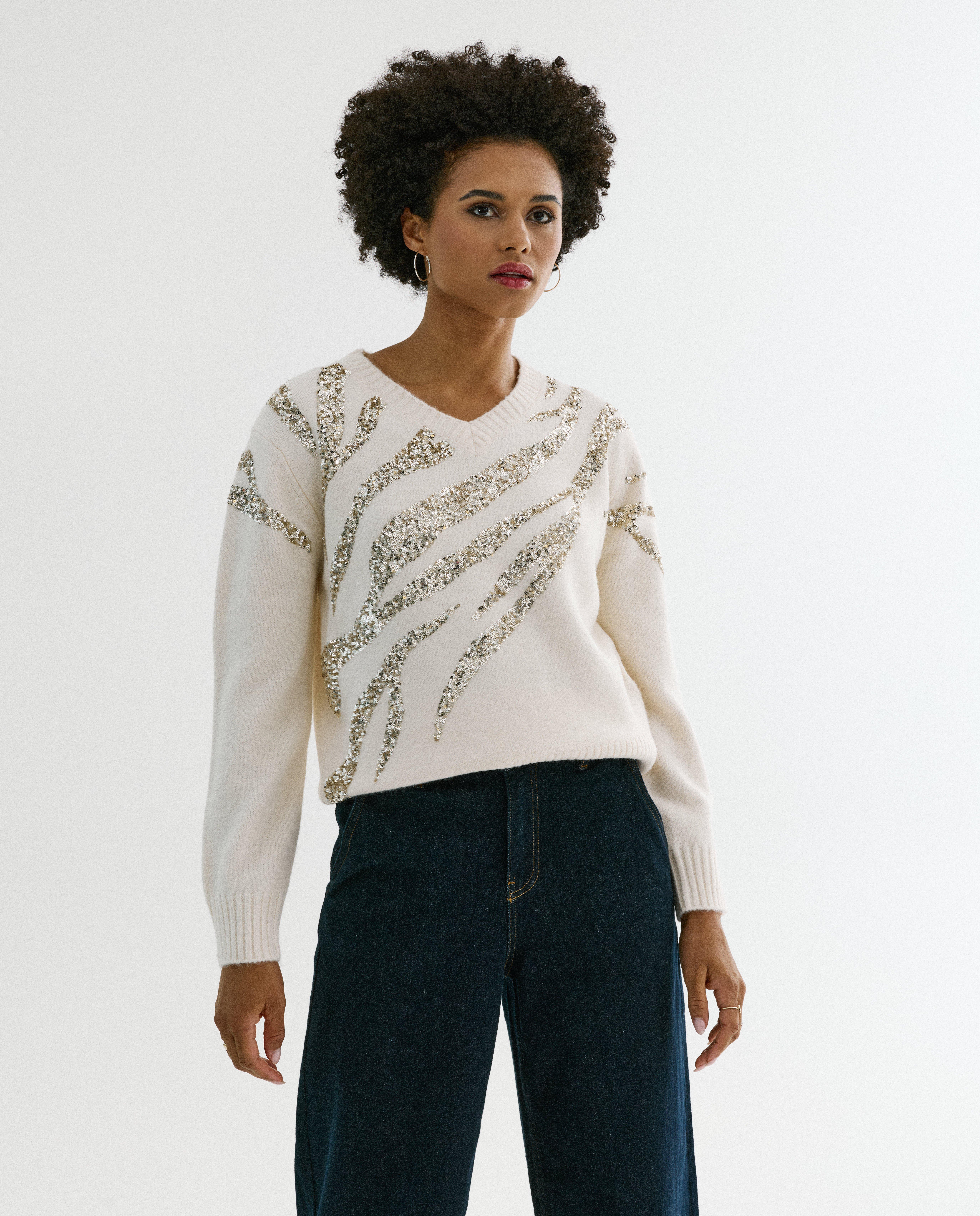 Trui met pailletten - Product Detail - wit - afbeelding nummer 1