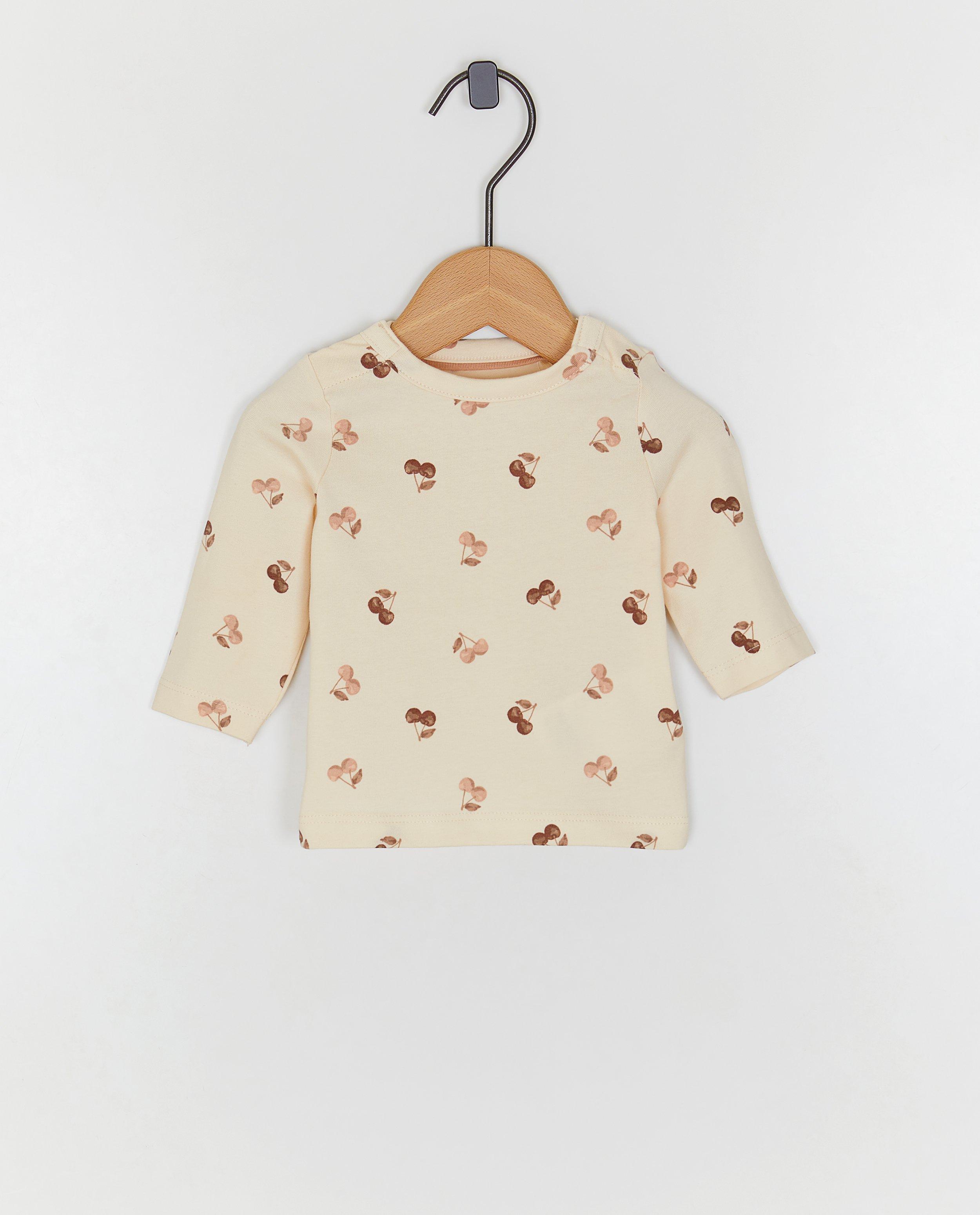 T-shirt &agrave; manches longues &agrave; imprim&eacute; &agrave; cerises - D&eacute;tails du produit - blanc - image num&eacute;ro 1