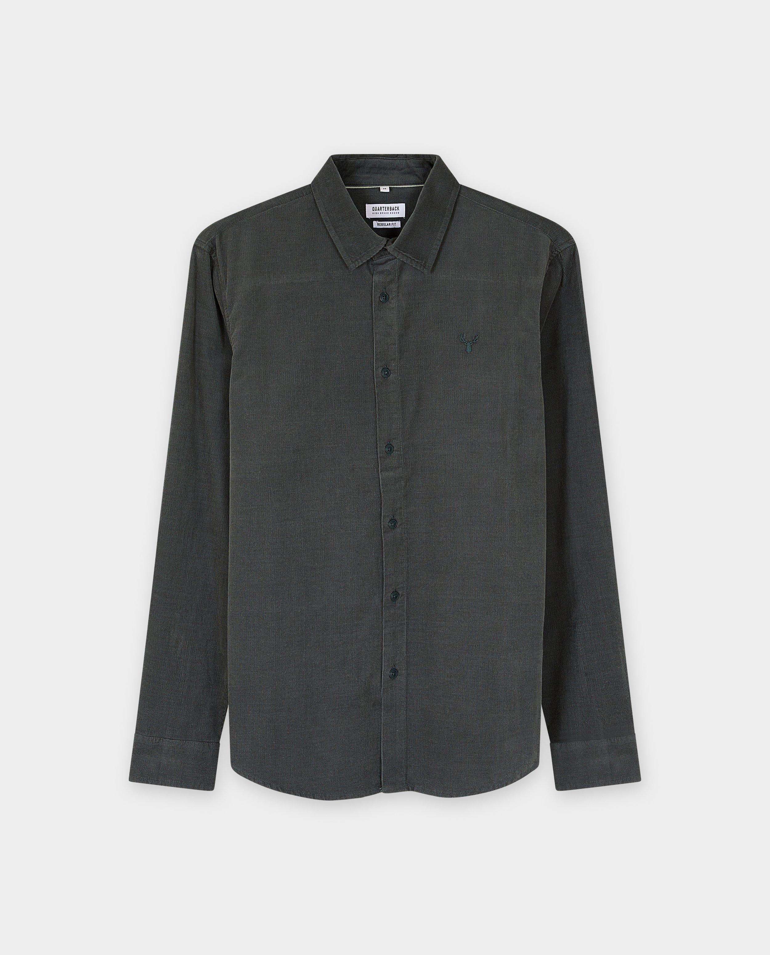 Chemise en velours côtelé avec renne brodé, regular fit - Détails du produit - khaki - image numéro 4