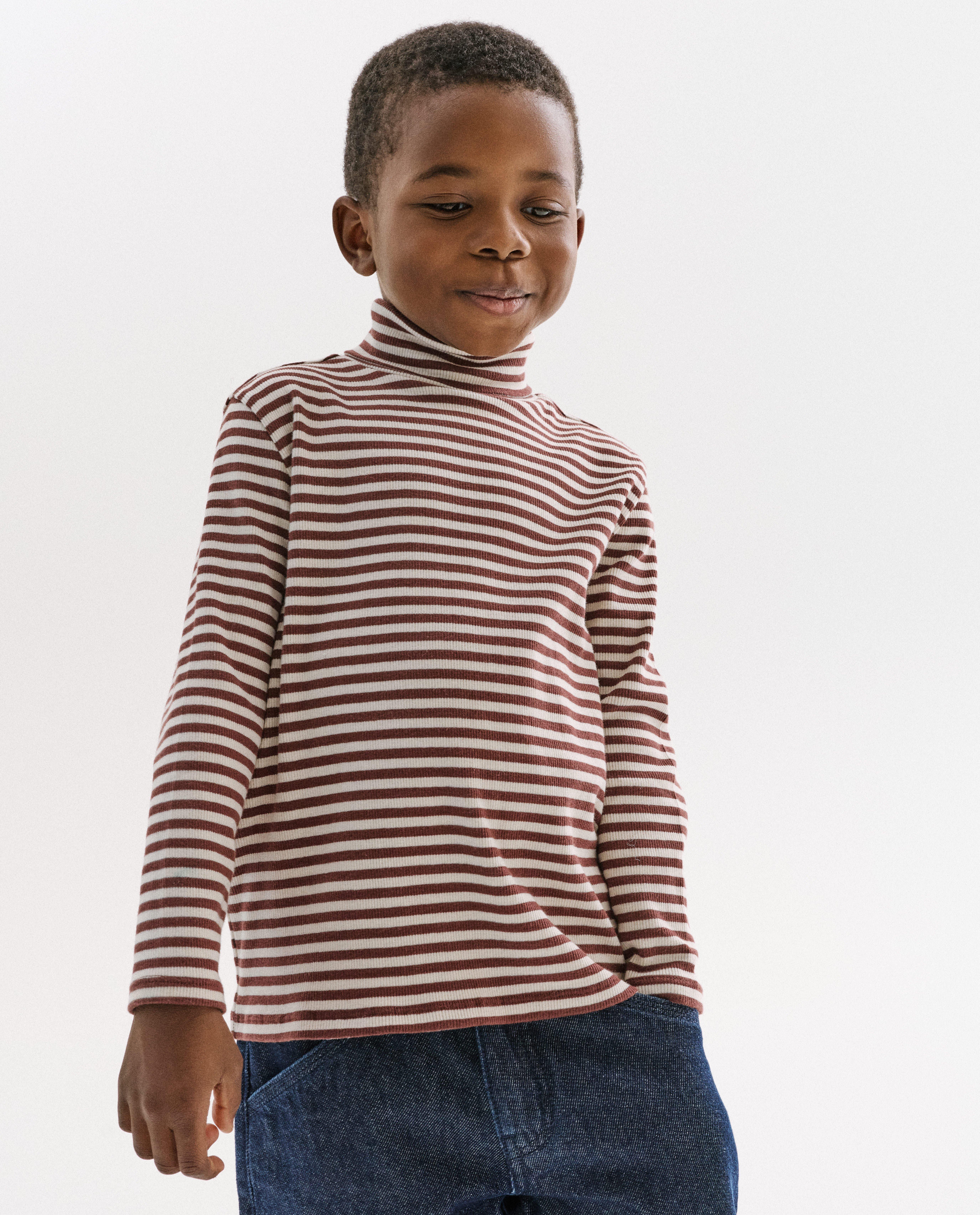 T-shirt à manches longues avec fin motif côtelé