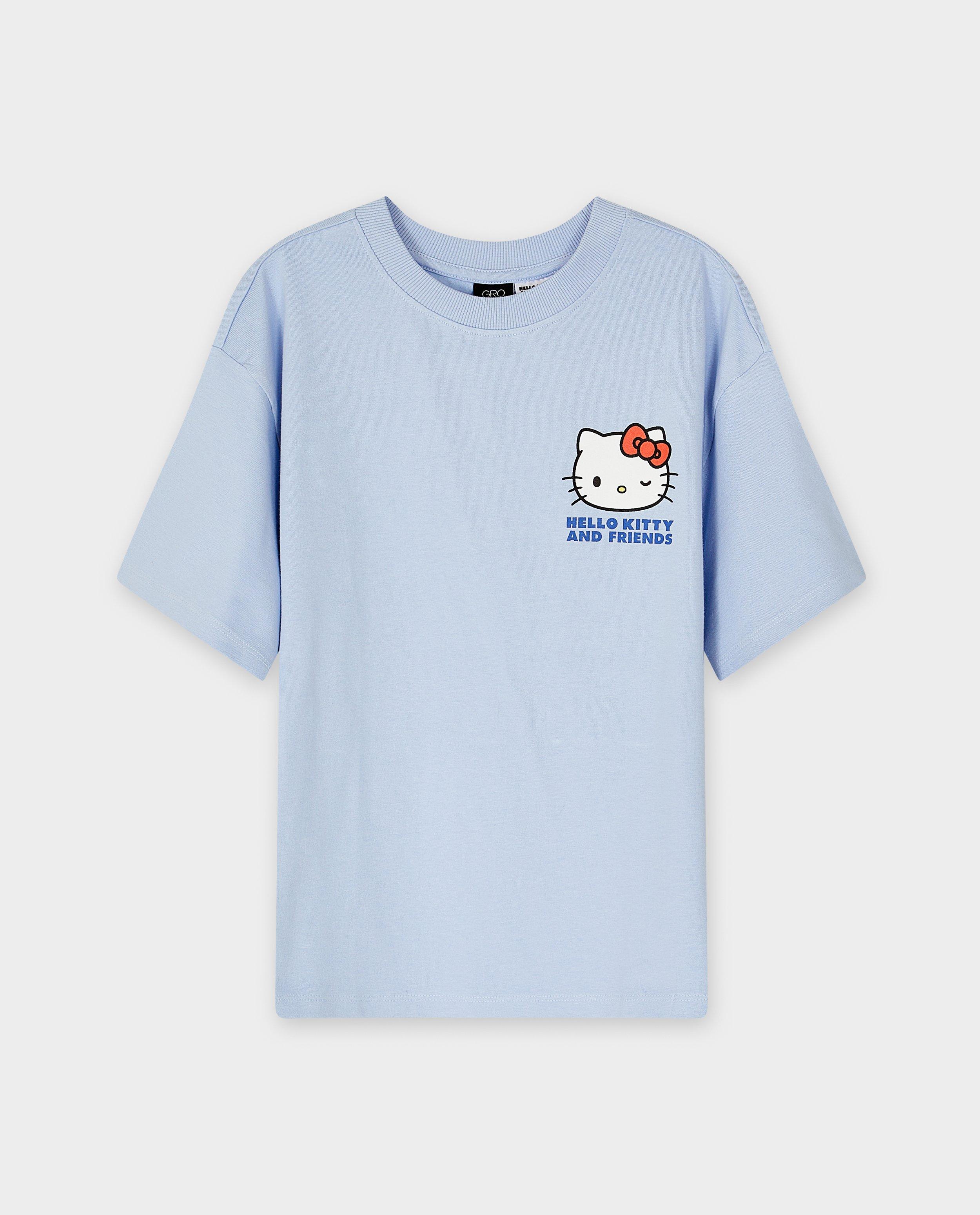 T-shirt avec un imprim&eacute; au dos Hello Kitty, oversized fit - D&eacute;tails du produit - bleu clair - image num&eacute;ro 5