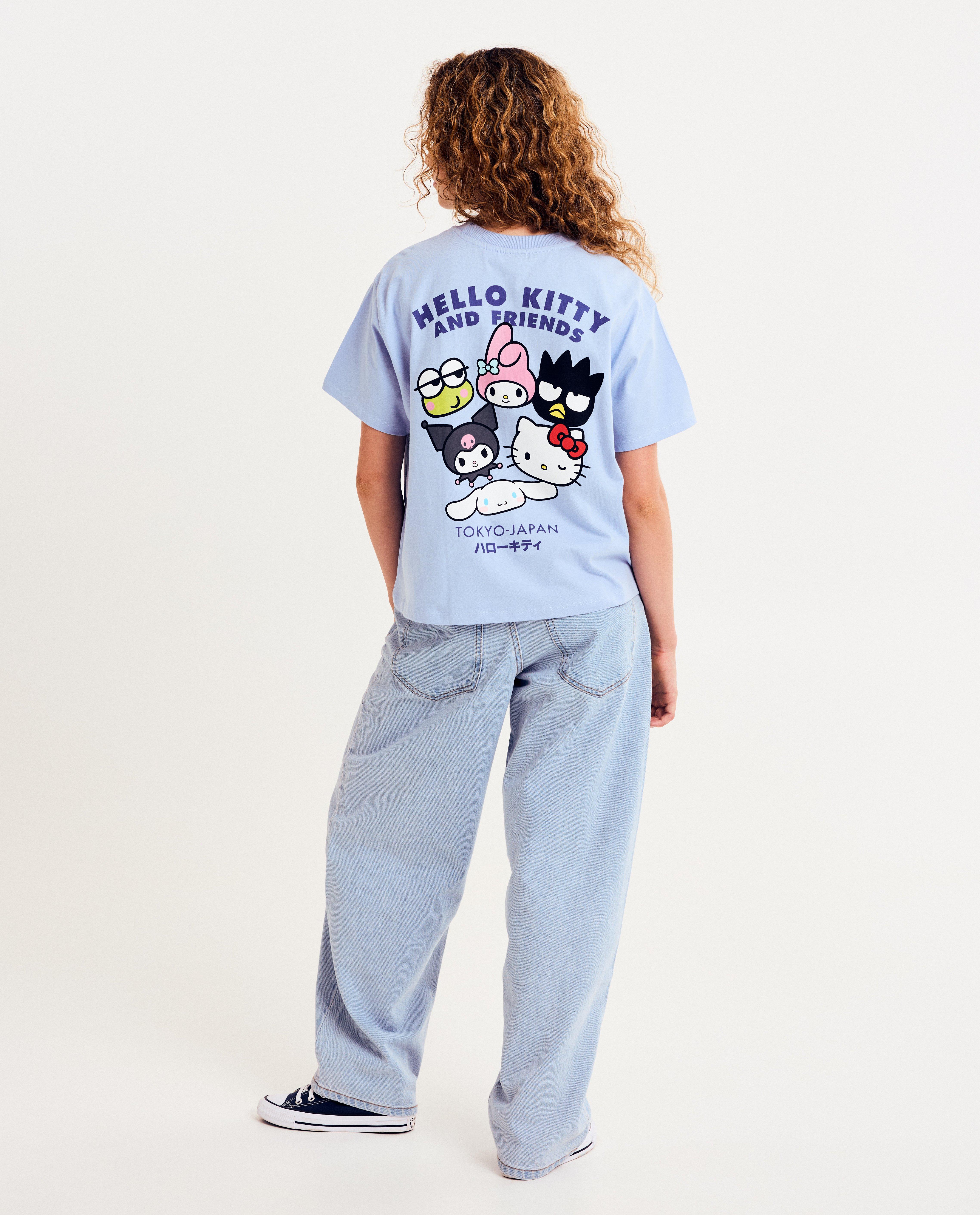 T-shirt avec un imprim&eacute; au dos Hello Kitty, oversized fit - D&eacute;tails du produit - bleu clair - image num&eacute;ro 4