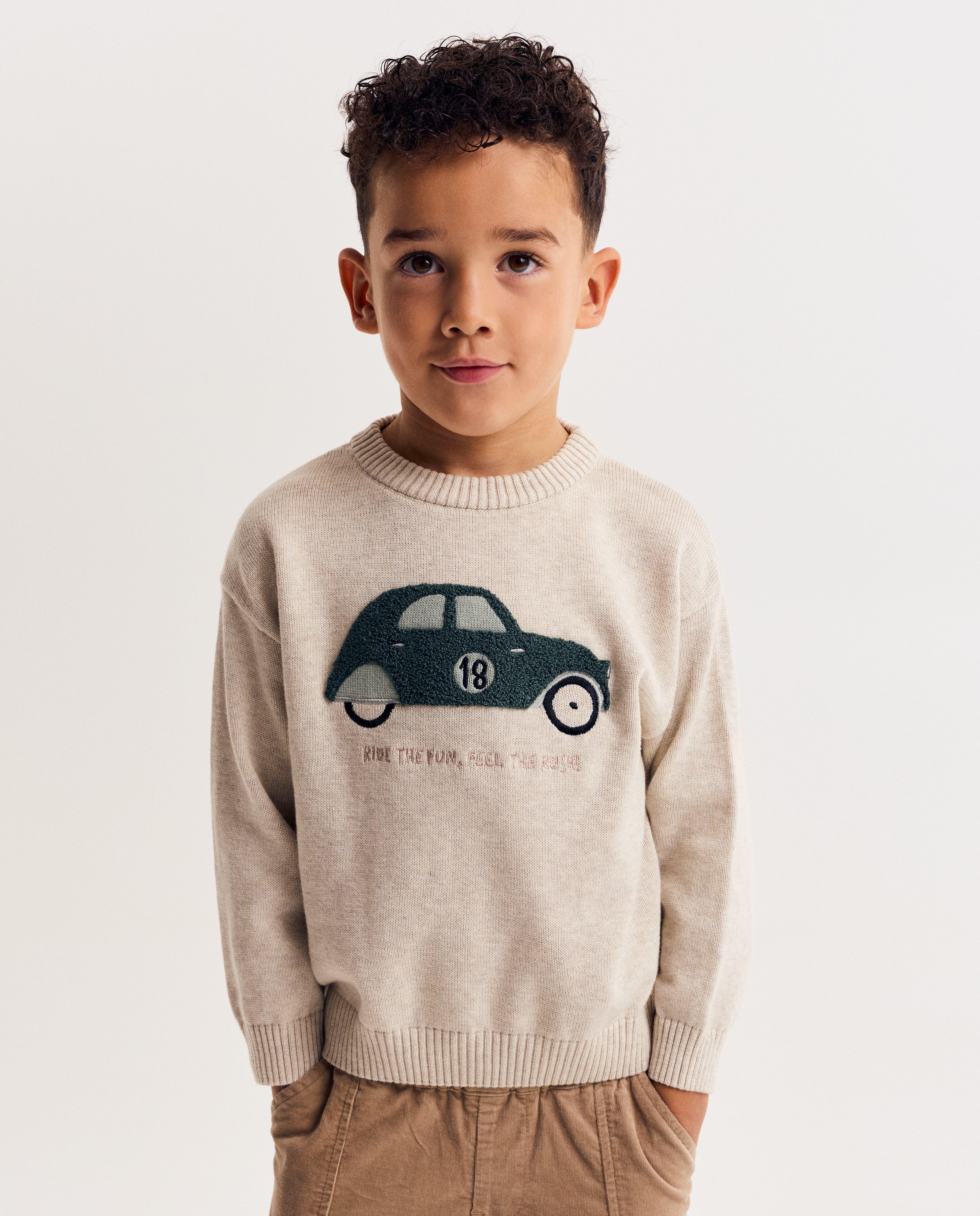 Trui met print auto, loose fit - Product Detail - beige - afbeelding nummer 2