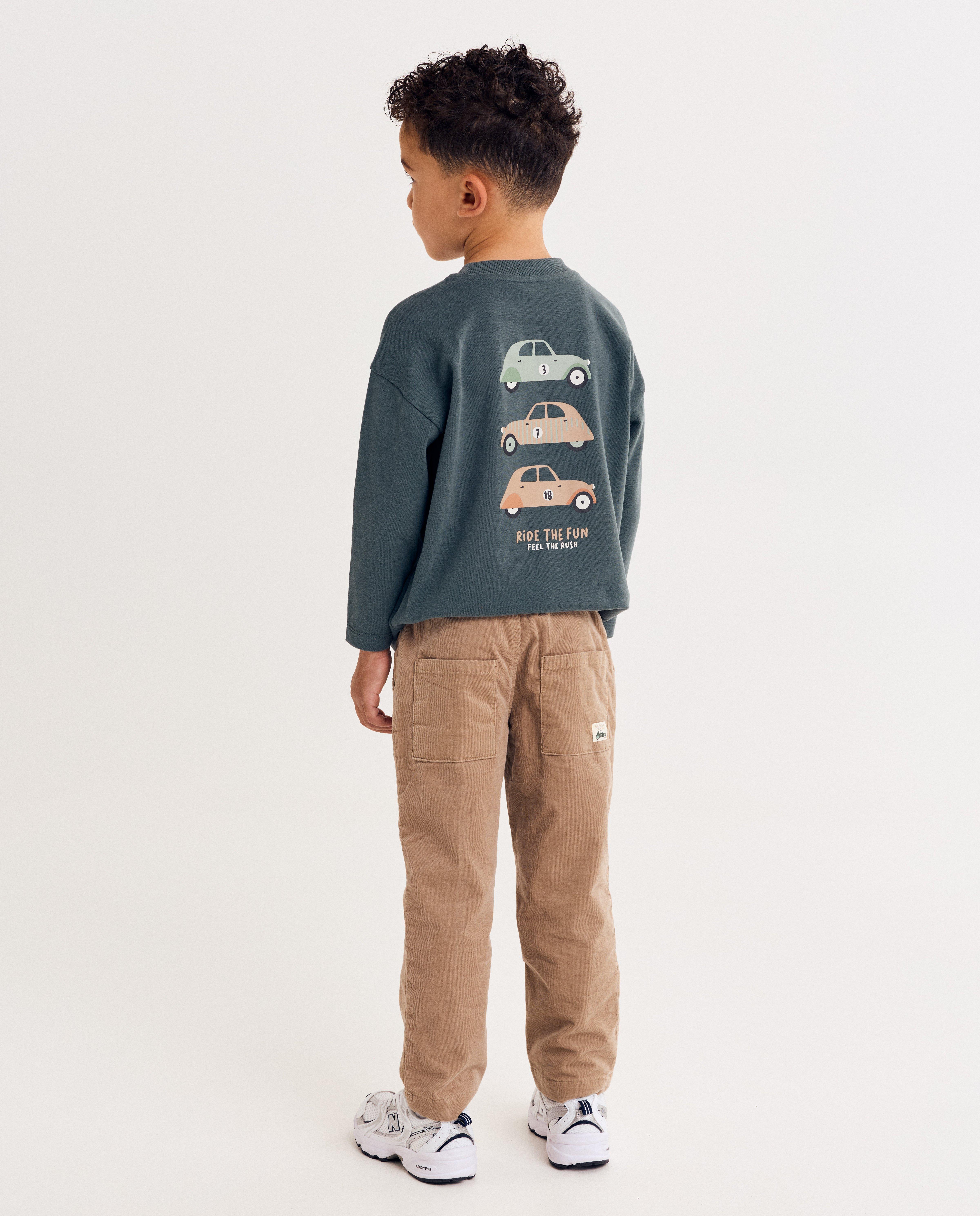 Pantalon avec fin motif côtelé, relaxed fit - Détails du produit - brun clair - image numéro 2