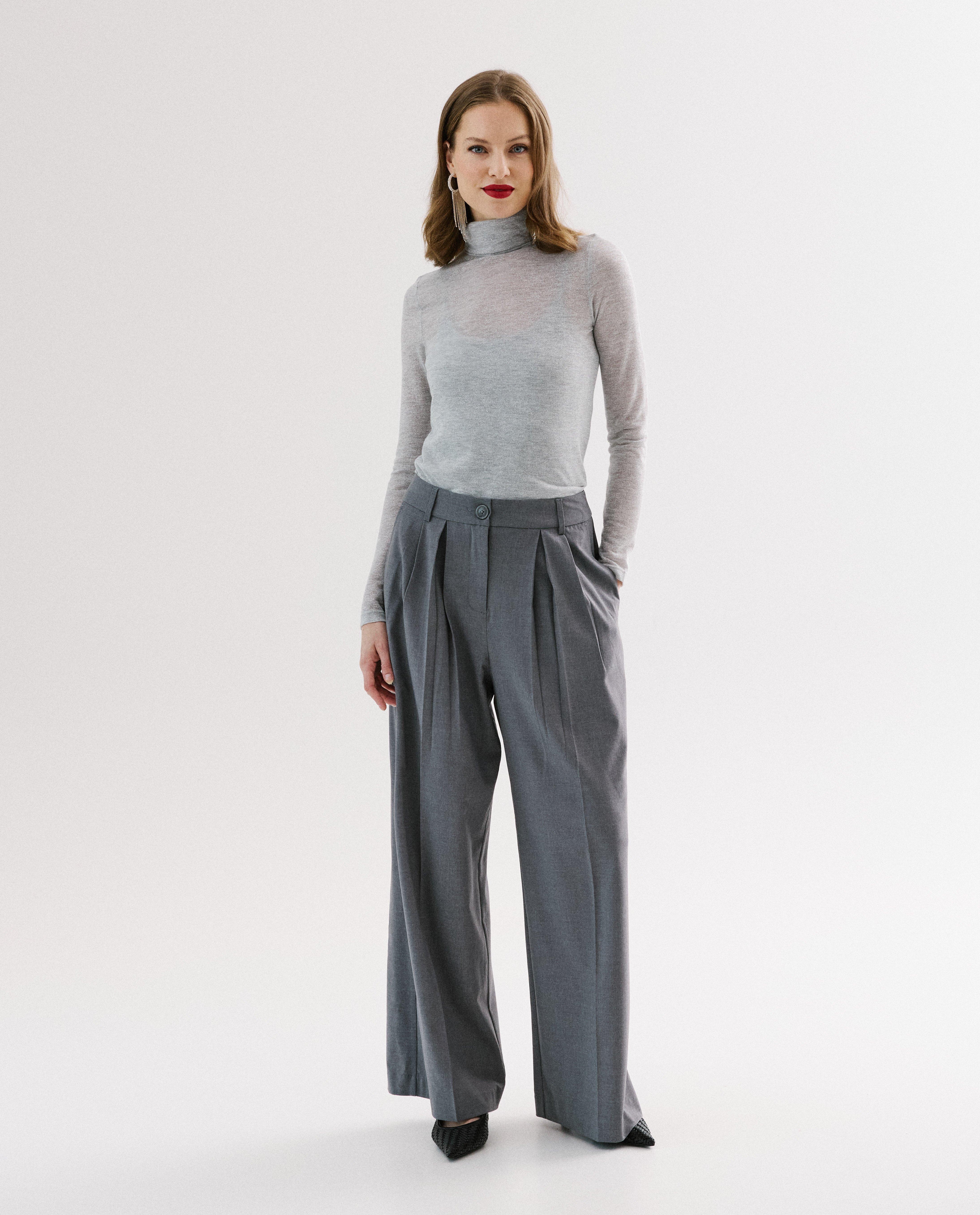 T-shirt gris à manches longues avec paillettes - Détails du produit - gris clair - image numéro 3