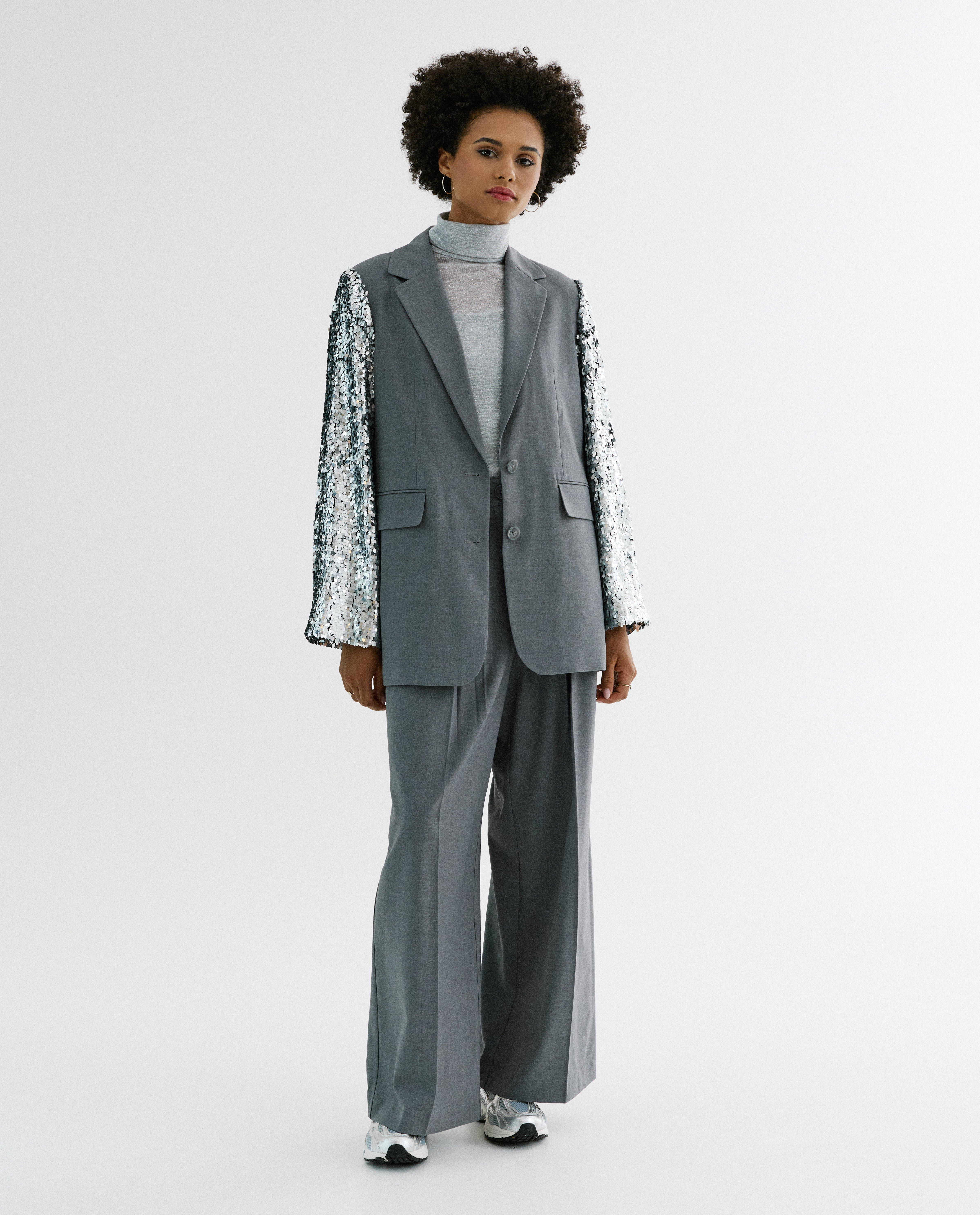 Grijze longsleeve met glitter - Product Detail - lichtgrijs - afbeelding nummer 5