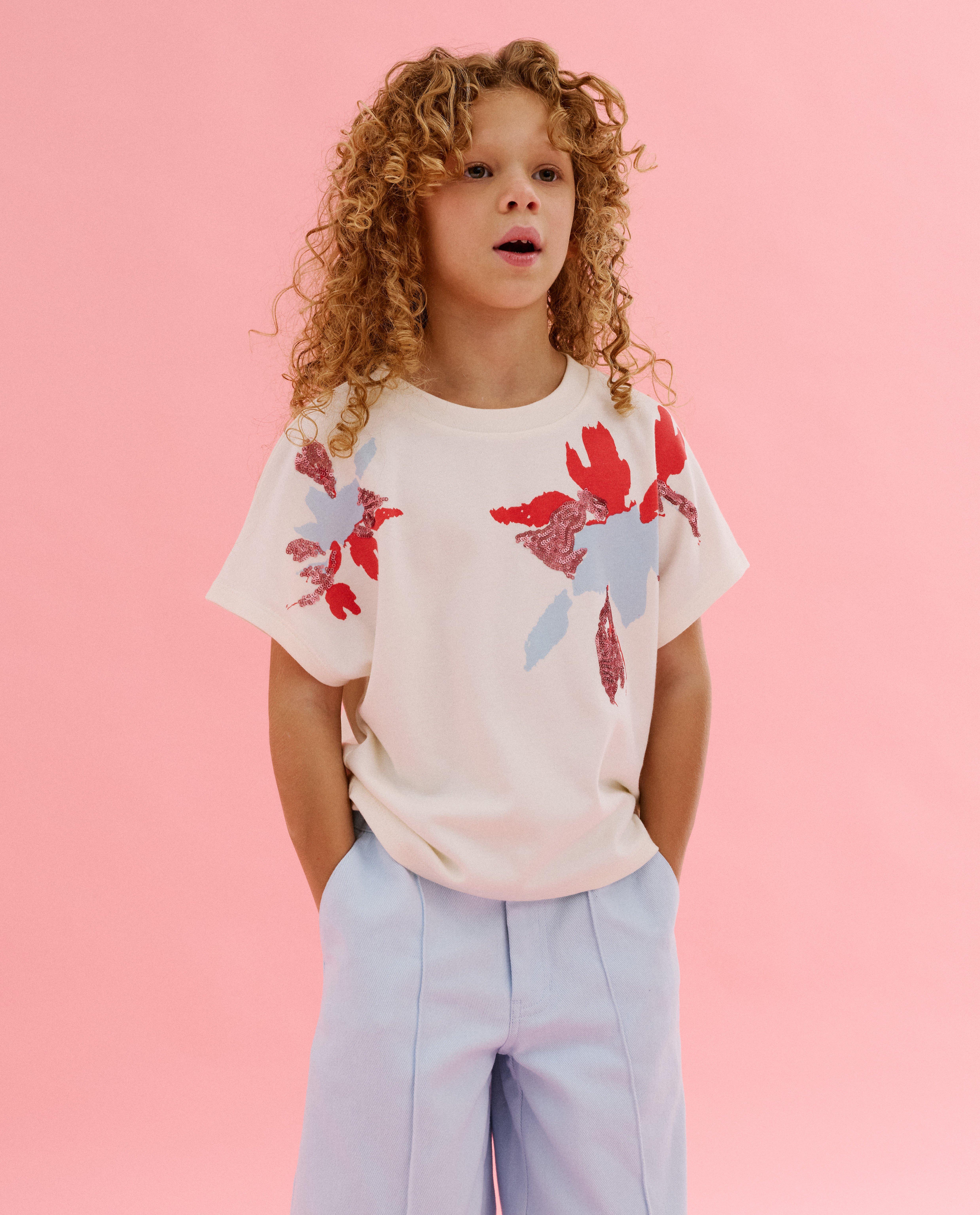 T-shirt met pailletten, oversized fit