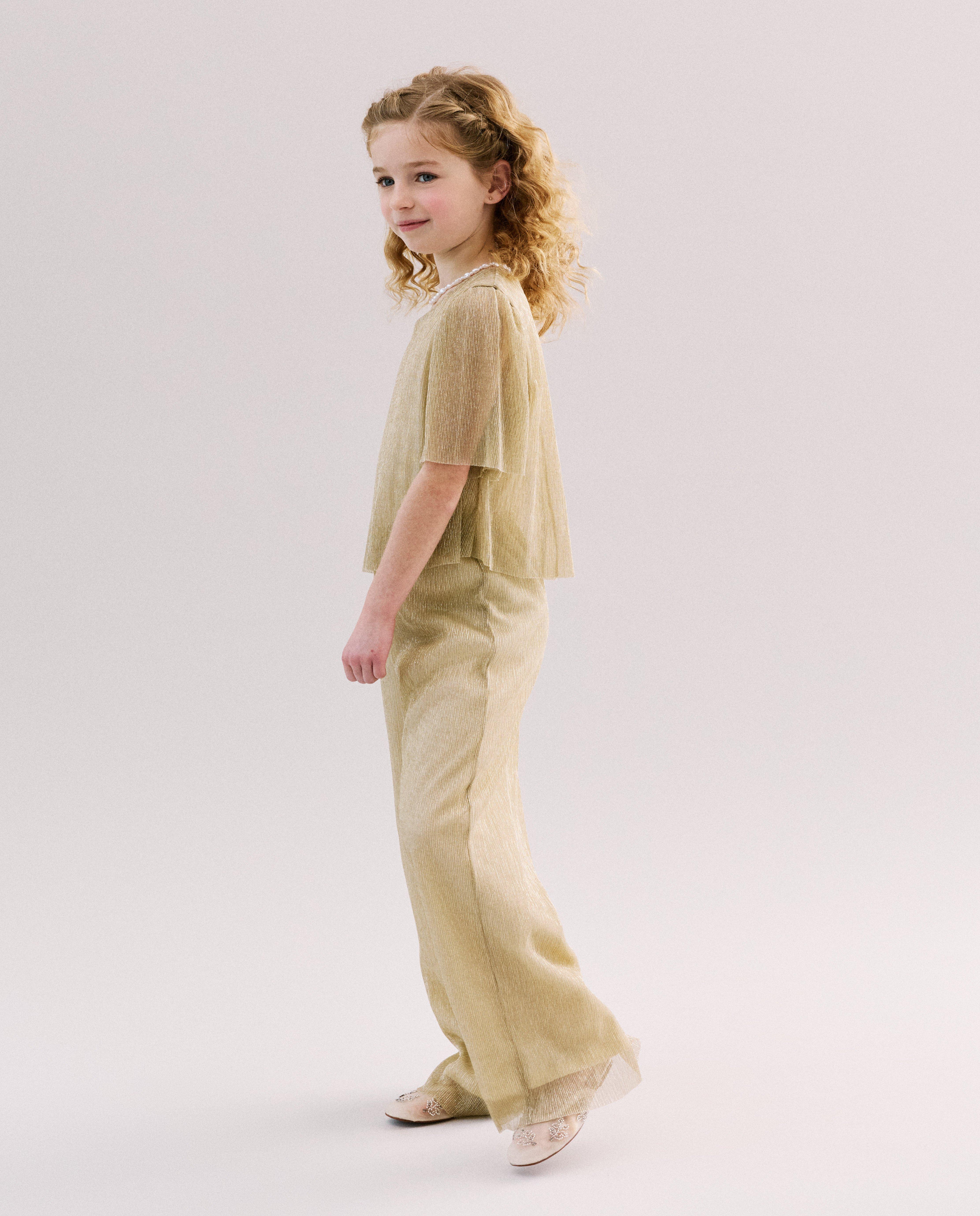 Combinaison pliss&eacute;e en satin avec paillettes, Special occasions, 116-152 - D&eacute;tails du produit - beige - image num&eacute;ro 3