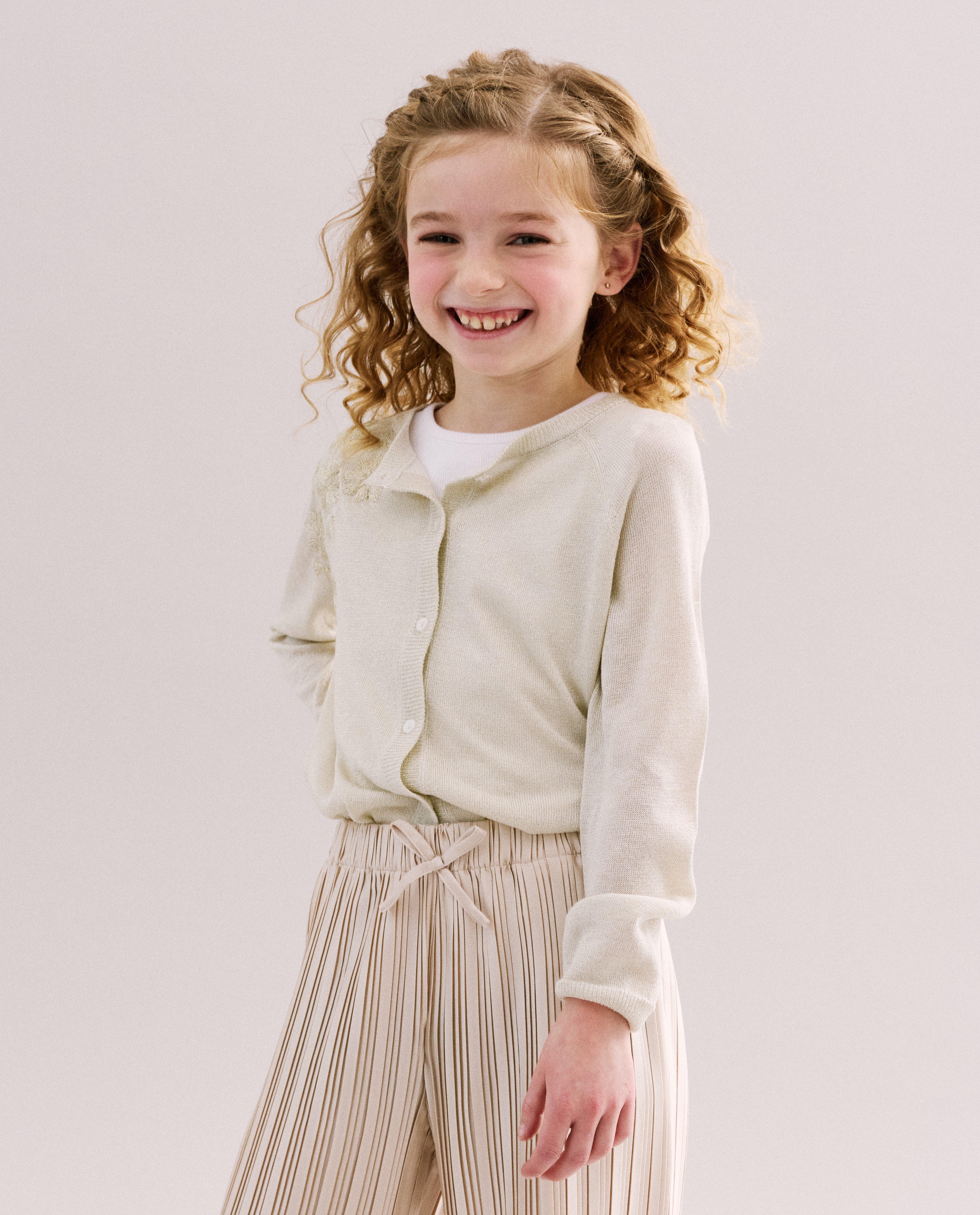 Cardigan met geborduurde bloemen, Special occasions, 116-152 - Product Detail - lichtbeige - afbeelding nummer 2