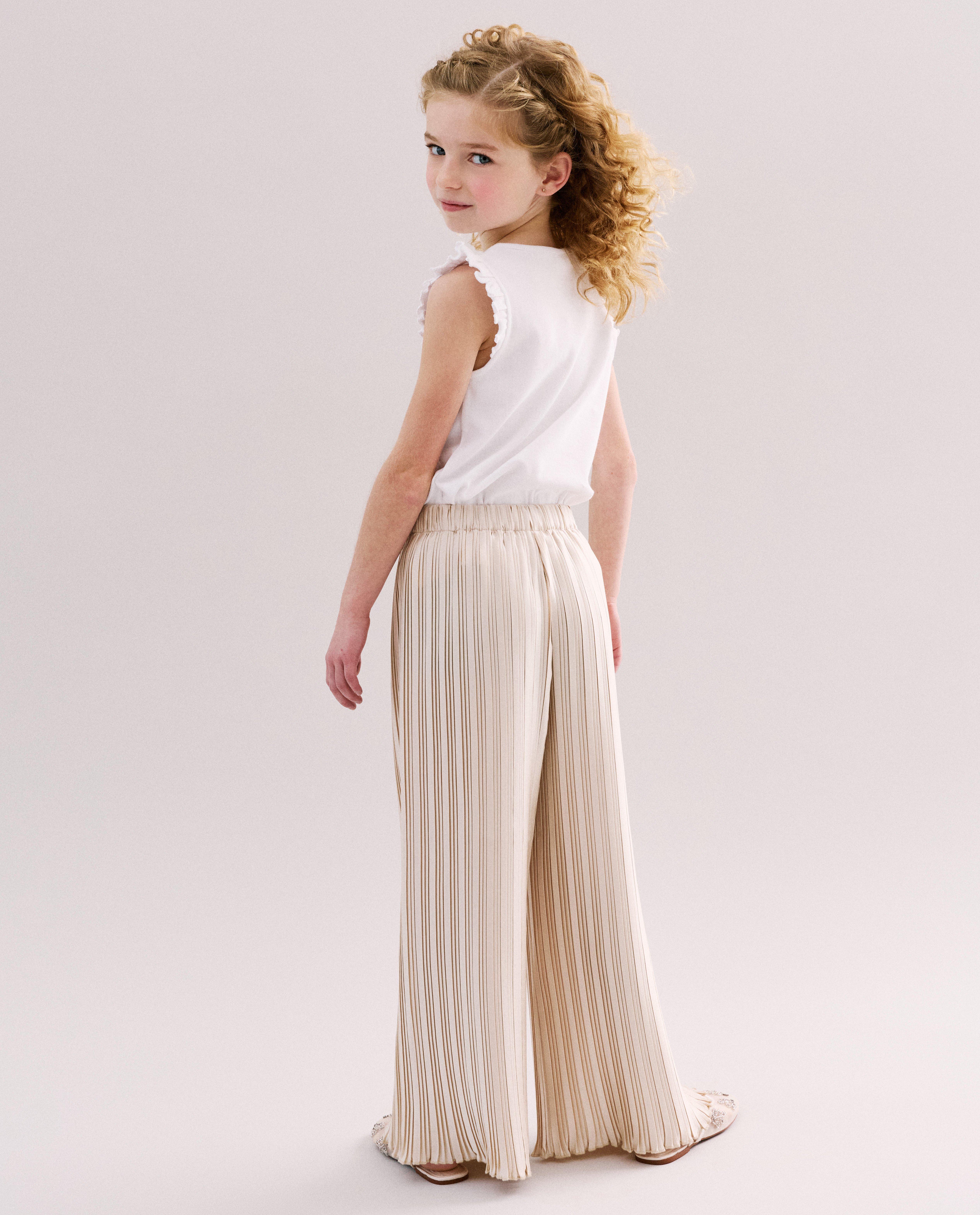 Satijnen pliss&eacute; broek, Special occasions, 116-152 - Product Detail - beige - afbeelding nummer 3