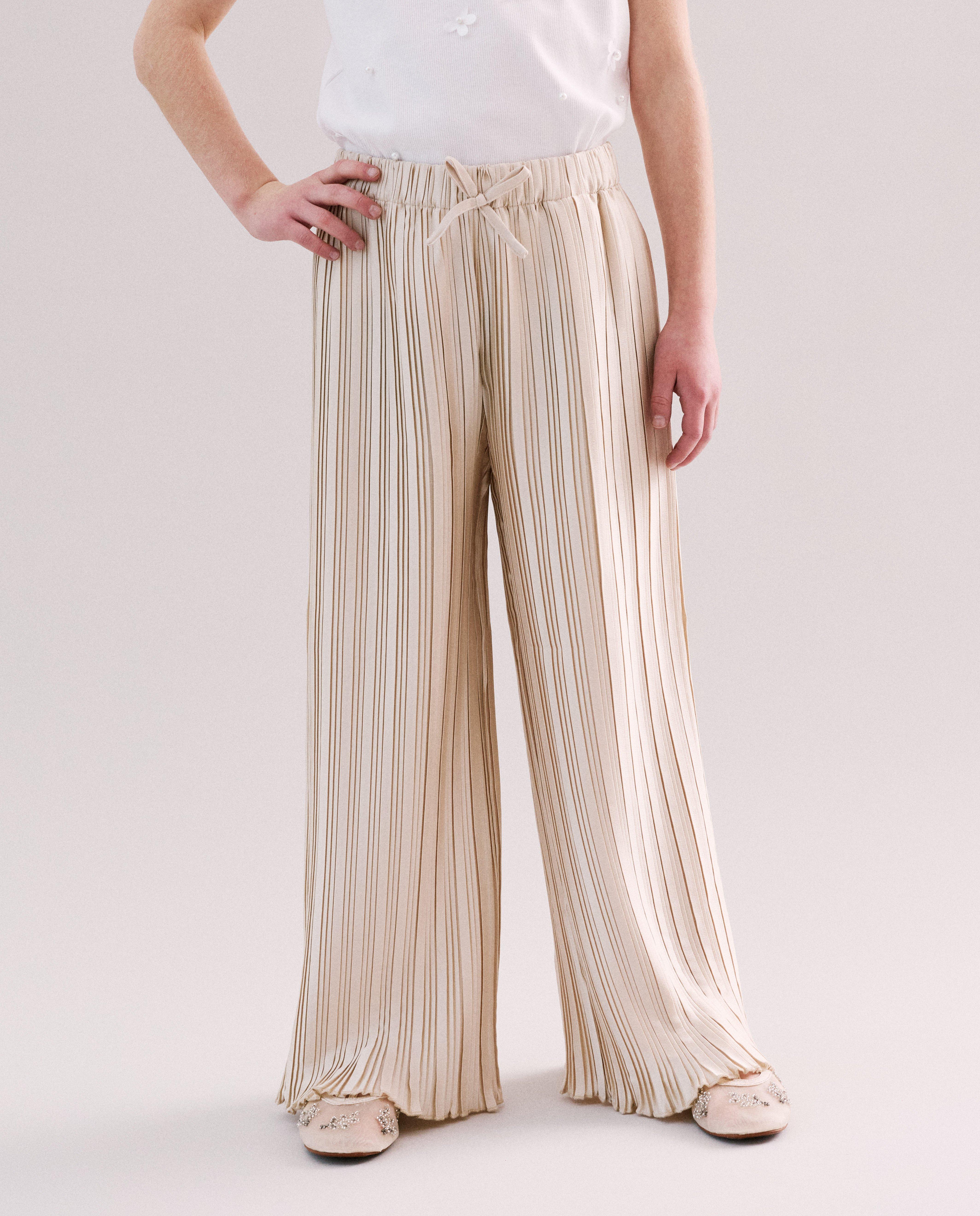Satijnen pliss&eacute; broek, Special occasions, 116-152 - Product Detail - beige - afbeelding nummer 4