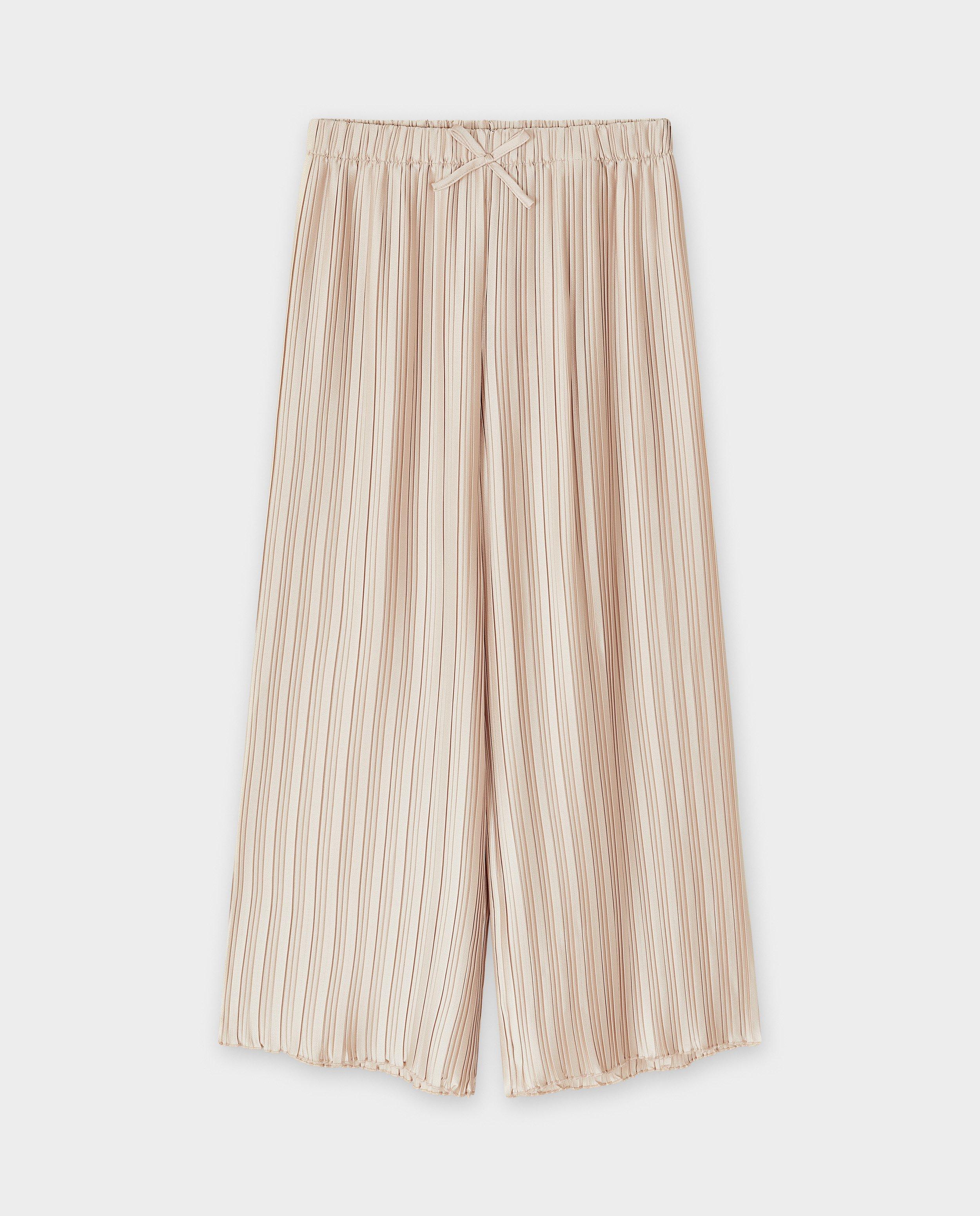 Pantalon pliss&eacute; en satin, Special occasions, 116-152 - D&eacute;tails du produit - beige - image num&eacute;ro 5
